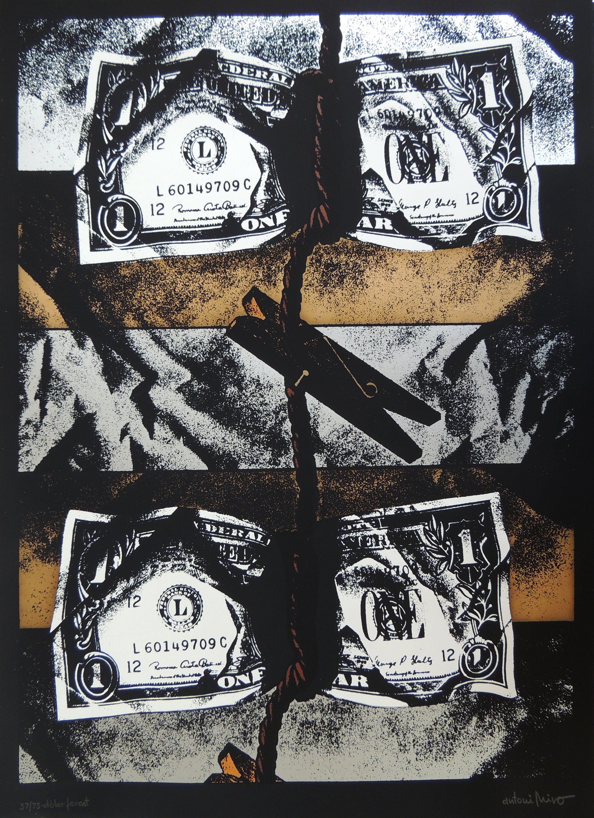 Serigrafía de edición limitada arte contemporáneo Antoni Miró Serie Dólar Gaudifond