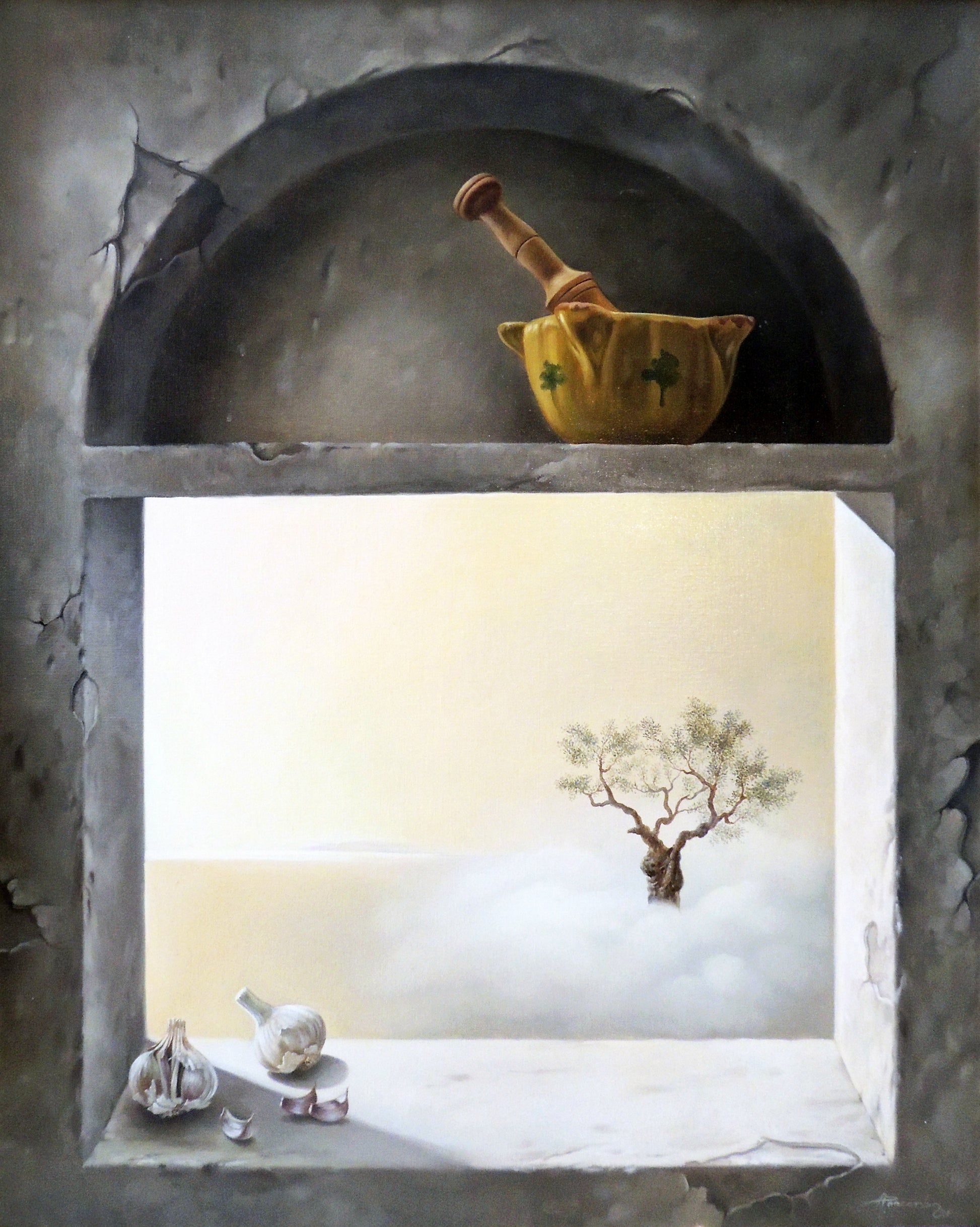 Cuadro surrealista Alberto Pancorbo All i Oli Gaudifond