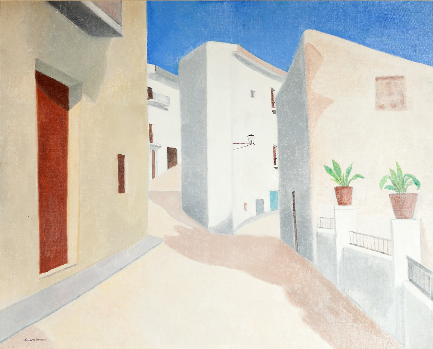 Juan Navarro Ramón Calle del Sol óleo lienzo Gaudifond