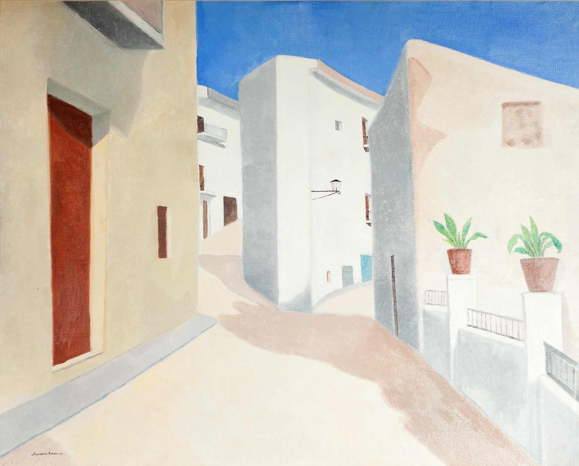 Juan Navarro Ramón Calle del Sol óleo lienzo Gaudifond