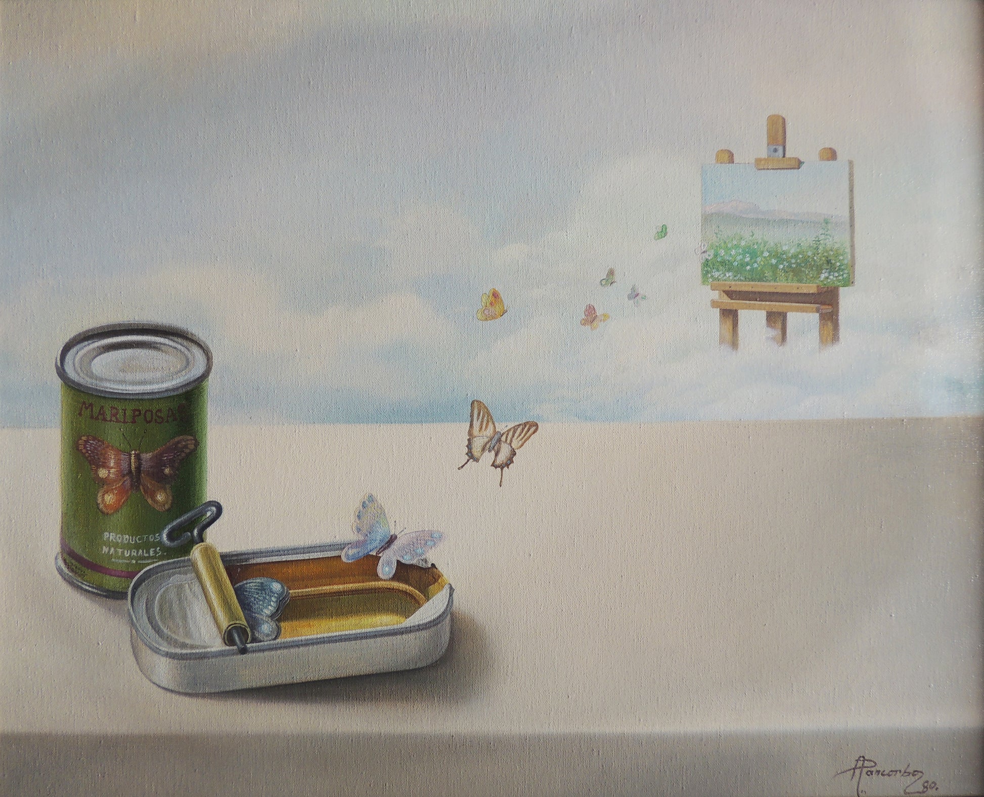 Cuadro surrealista Alberto Pancorbo Conservas naturales Gaudifond