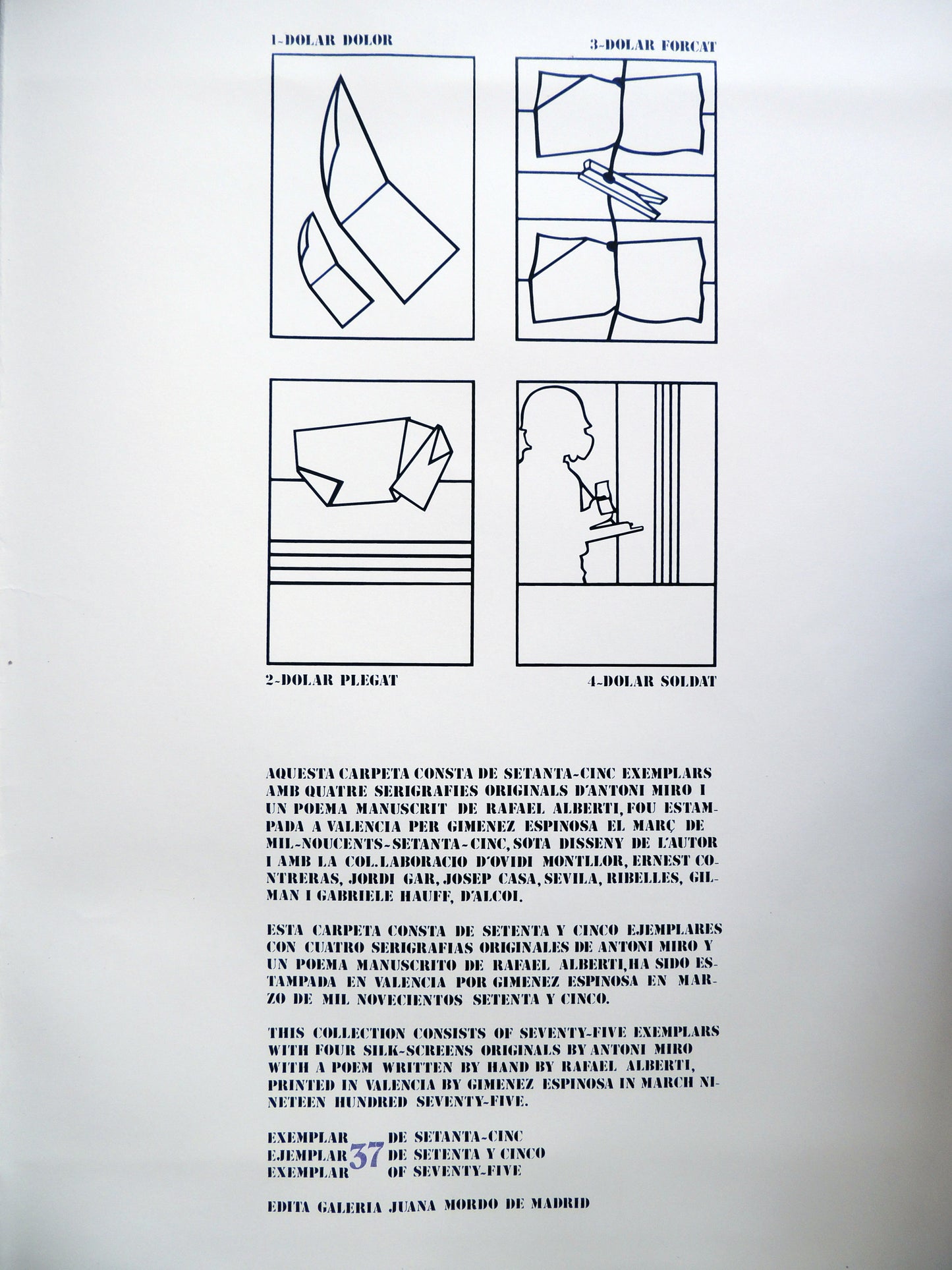 Serigrafía de edición limitada arte contemporáneo Antoni Miró Serie Dólar detalle Gaudifond