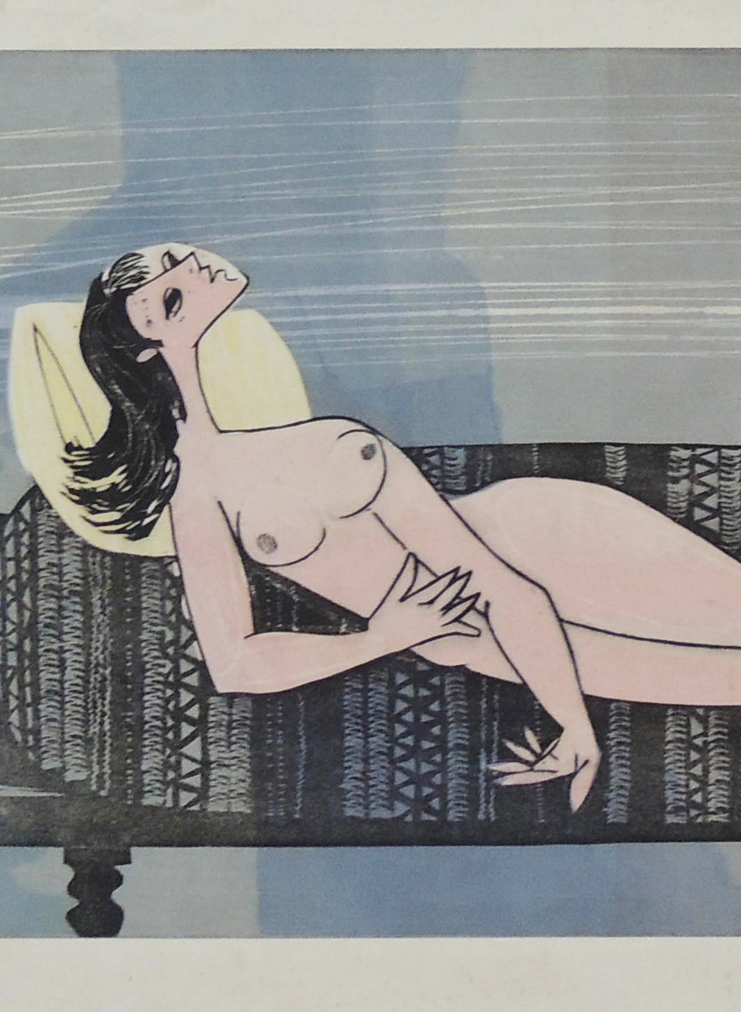 Mujer tumbado en diván