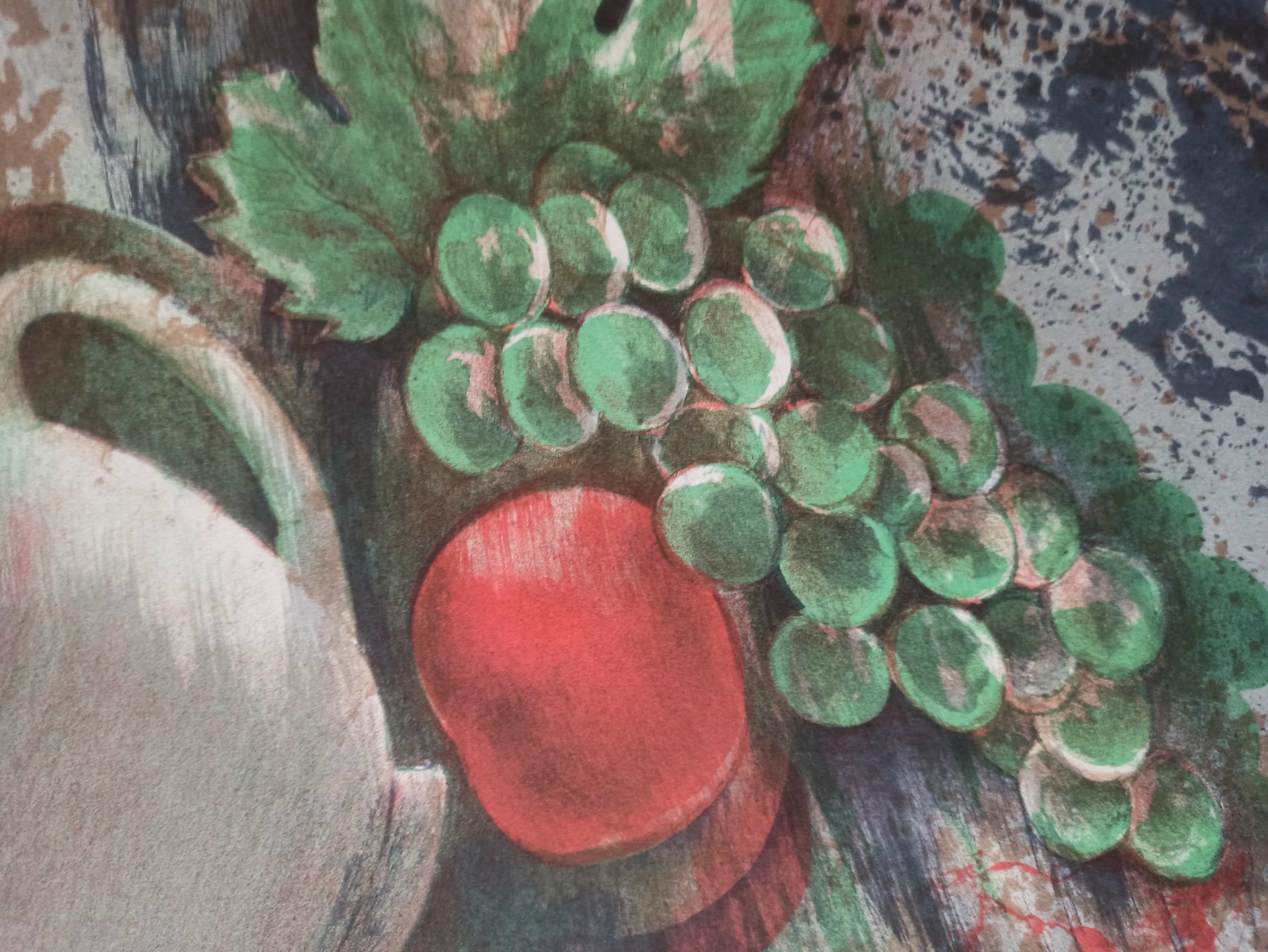 Litografía edición limitada Andreu Fresquet Tetera detalle frutas Gaudifond