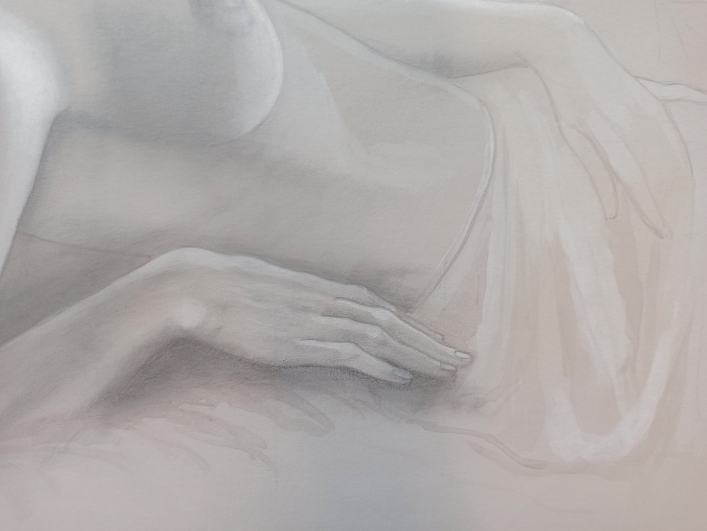 Gregorio Sabillon dibujo desnudo mujer gris detalle mano Gaudifond