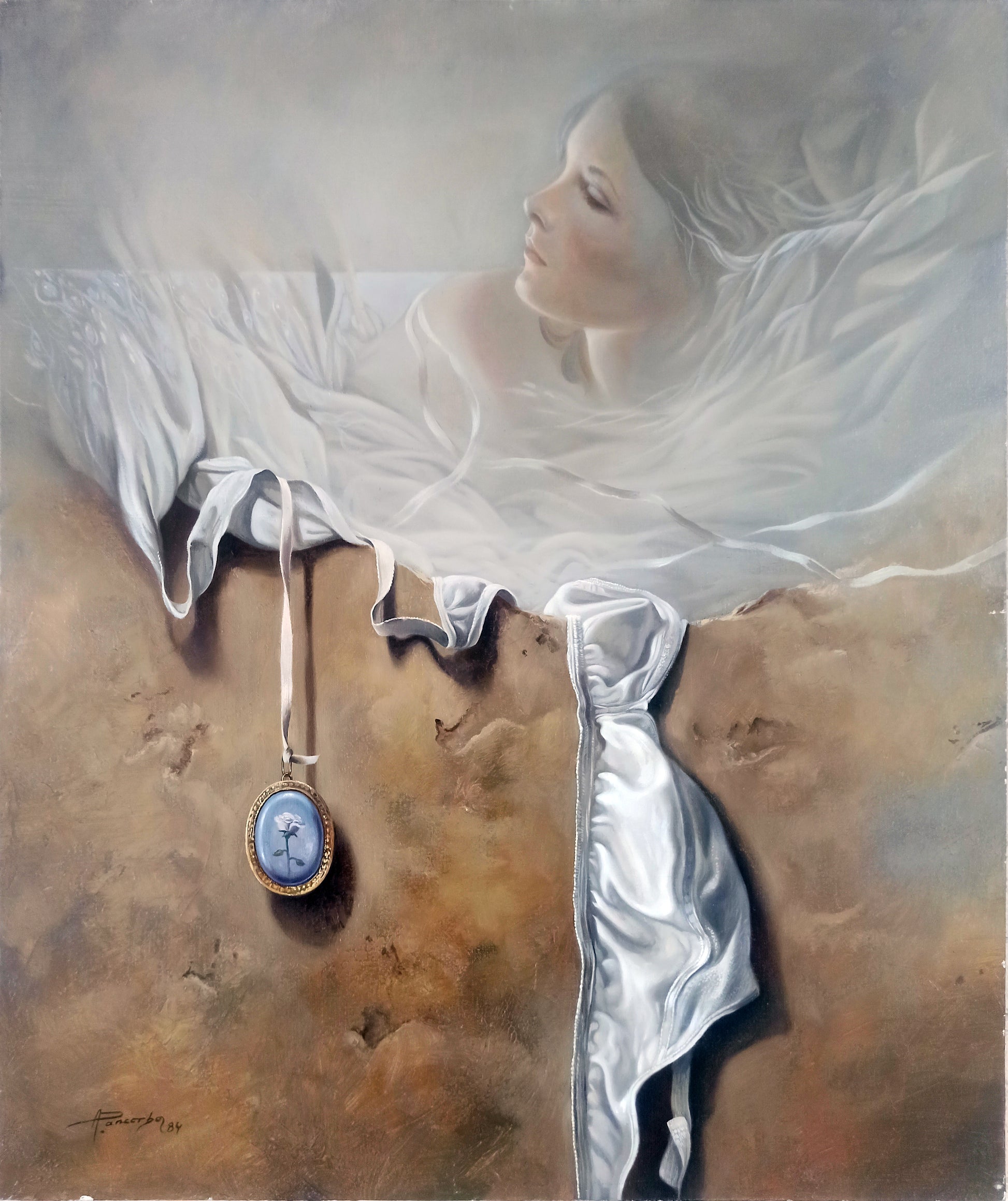 Cuadro surrealista Alberto Pancorbo Entre prendas camelia Gaudifond