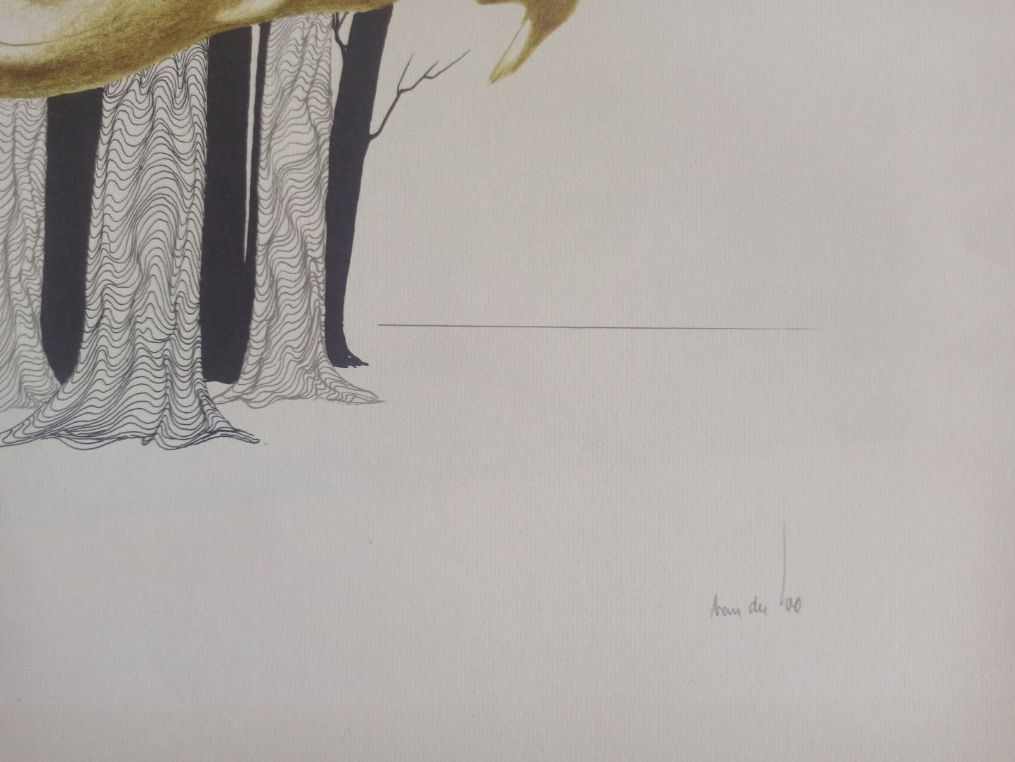 Litografía surrealista Jan van der Loo desnudo firma
