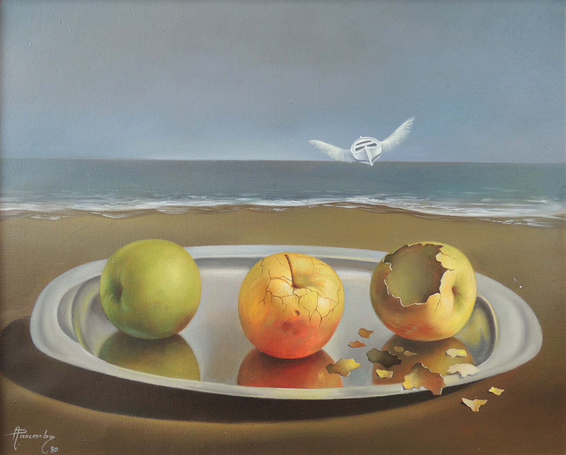 Cuadro surrealista Alberto Pancorbo Manzanas Gaudifond