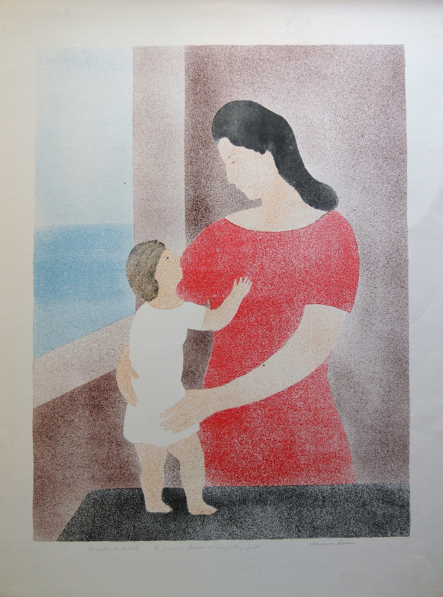 Lote de dos obras: Juan Navarro Ramón - Maternidad y La espera
