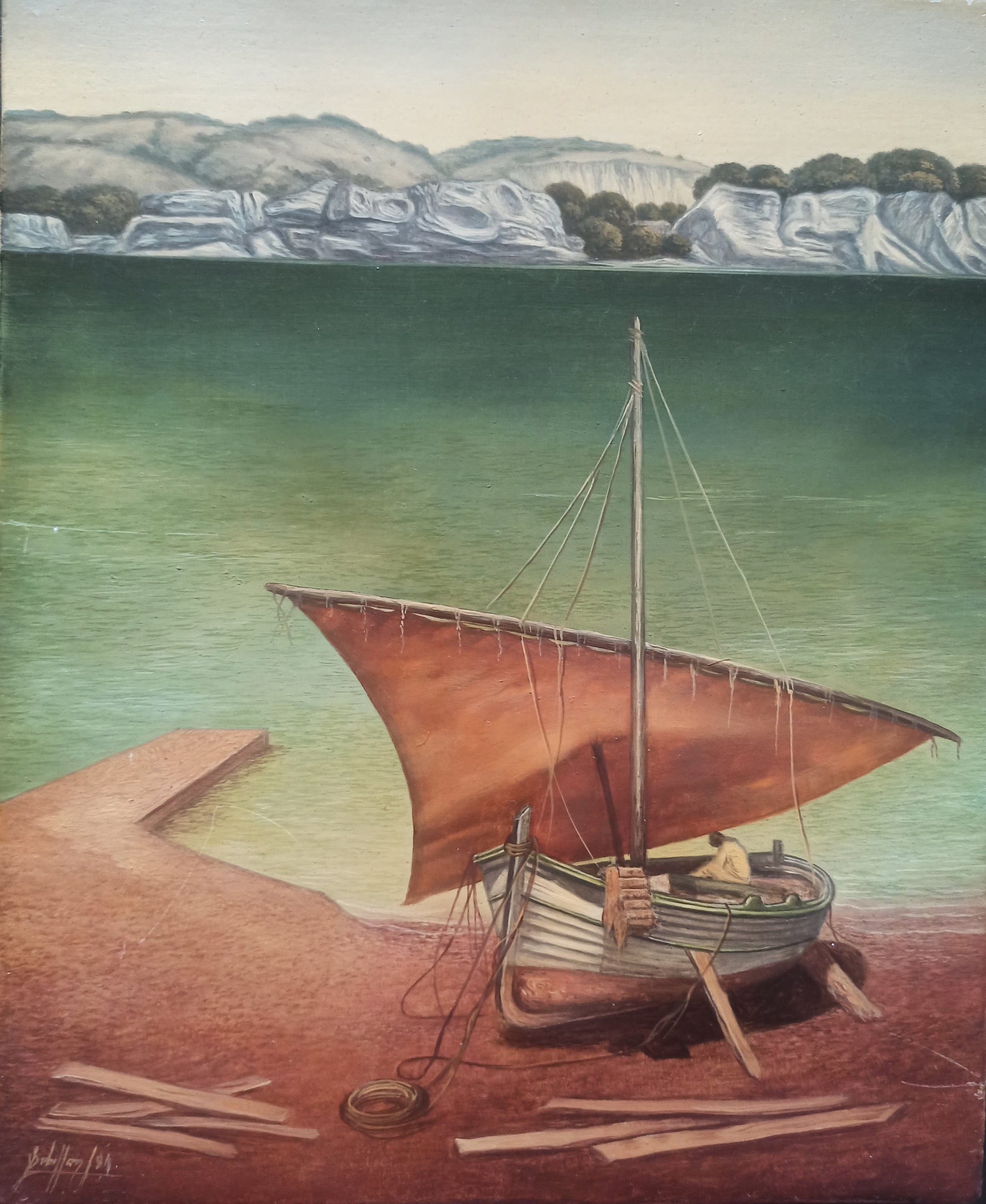 Gregorio Sabillon paisaje marino barco Gaudifond