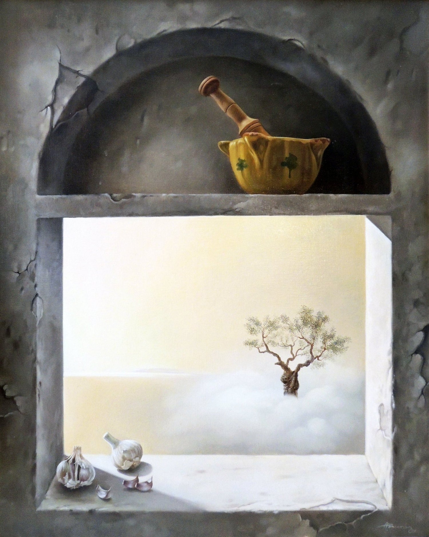 Cuadro surrealista Alberto Pancorbo All i Oli Gaudifond
