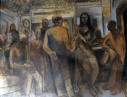 cuadro original de vendor Andreu Fresquet - En el autobús arte contemporáneo en Gaudifond