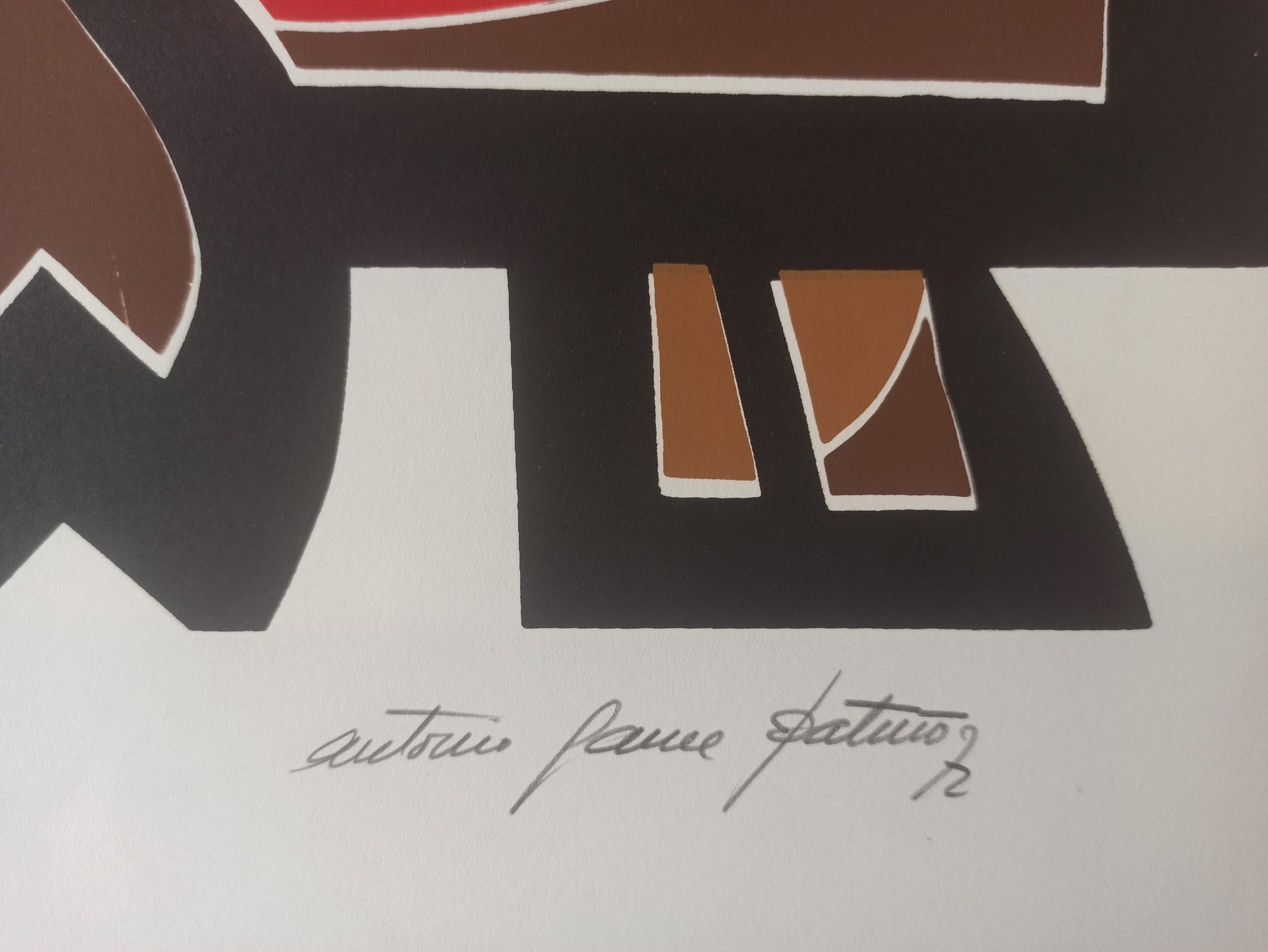 Antonio García Patiño, Meiga, serigrafía expresionista figura sentada en edición limitada detalle firma