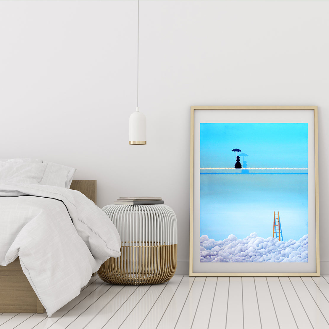 Cuadro surrealista cielo azul arte decoración dormitorio Gaudifond