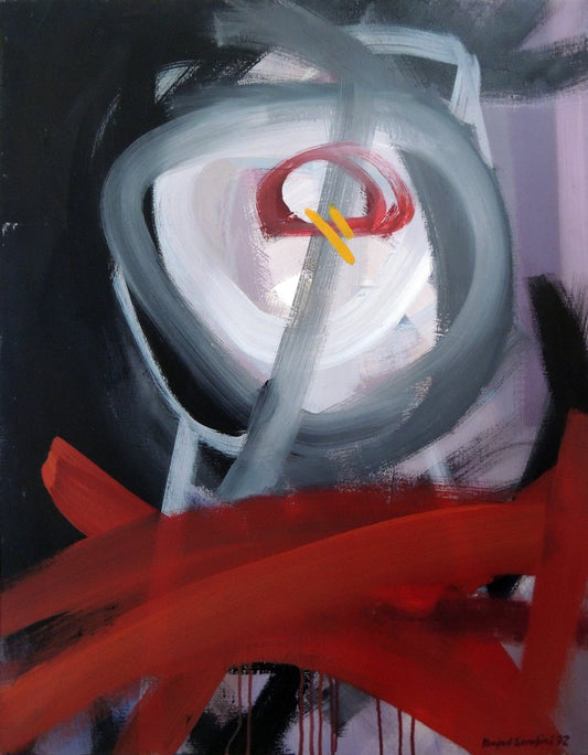 Carles Bayod Serafini Pintura XVIII obra abstracta contemporánea colores intensos, negro, rojo y blanco