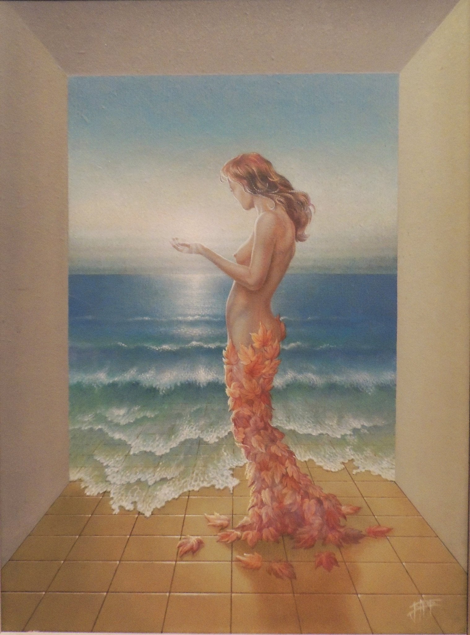 Descubre Sirena de hojas de Enrique Nieto, una obra surrealista que fusiona figura femenina, naturaleza y mar en una evocadora reflexión sobre transformación y tiempo.