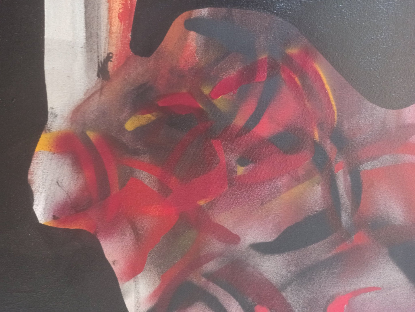 cuadro original de Enrique Trullenque - Composición II arte contemporáneo en Gaudifond, colores intensos, fondo negro detalle pintura