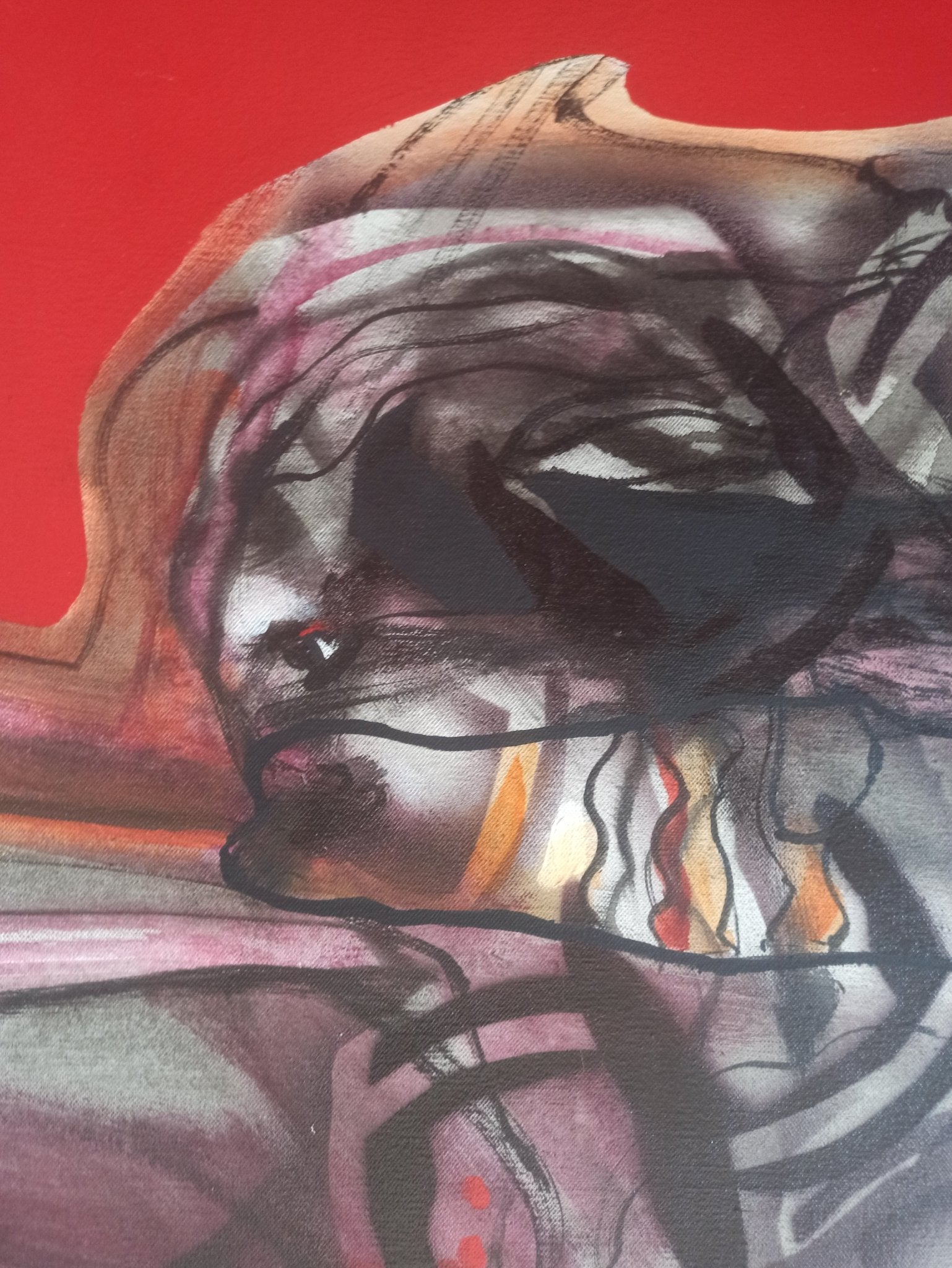 cuadro original de Enrique Trullenque - N. 5. arte contemporáneo en Gaudifond, colores intensos, rojos detalle pincelada