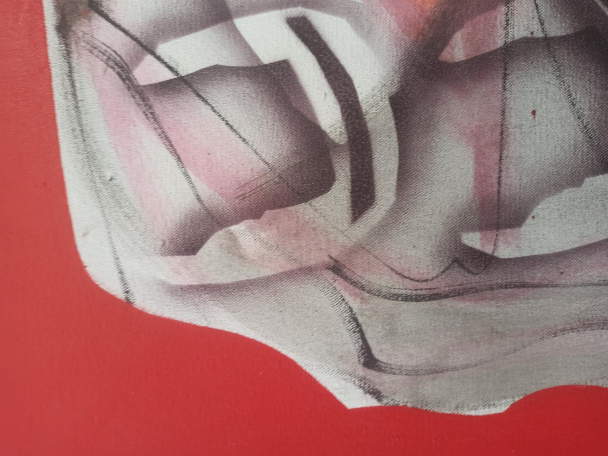 cuadro original de Enrique Trullenque - N. 5. arte contemporáneo en Gaudifond, colores intensos, rojos detalle lienzo