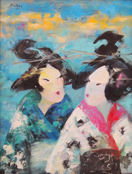 cuadro original de vendor Francesc Suñer - Dos geishas arte contemporáneo en Gaudifond