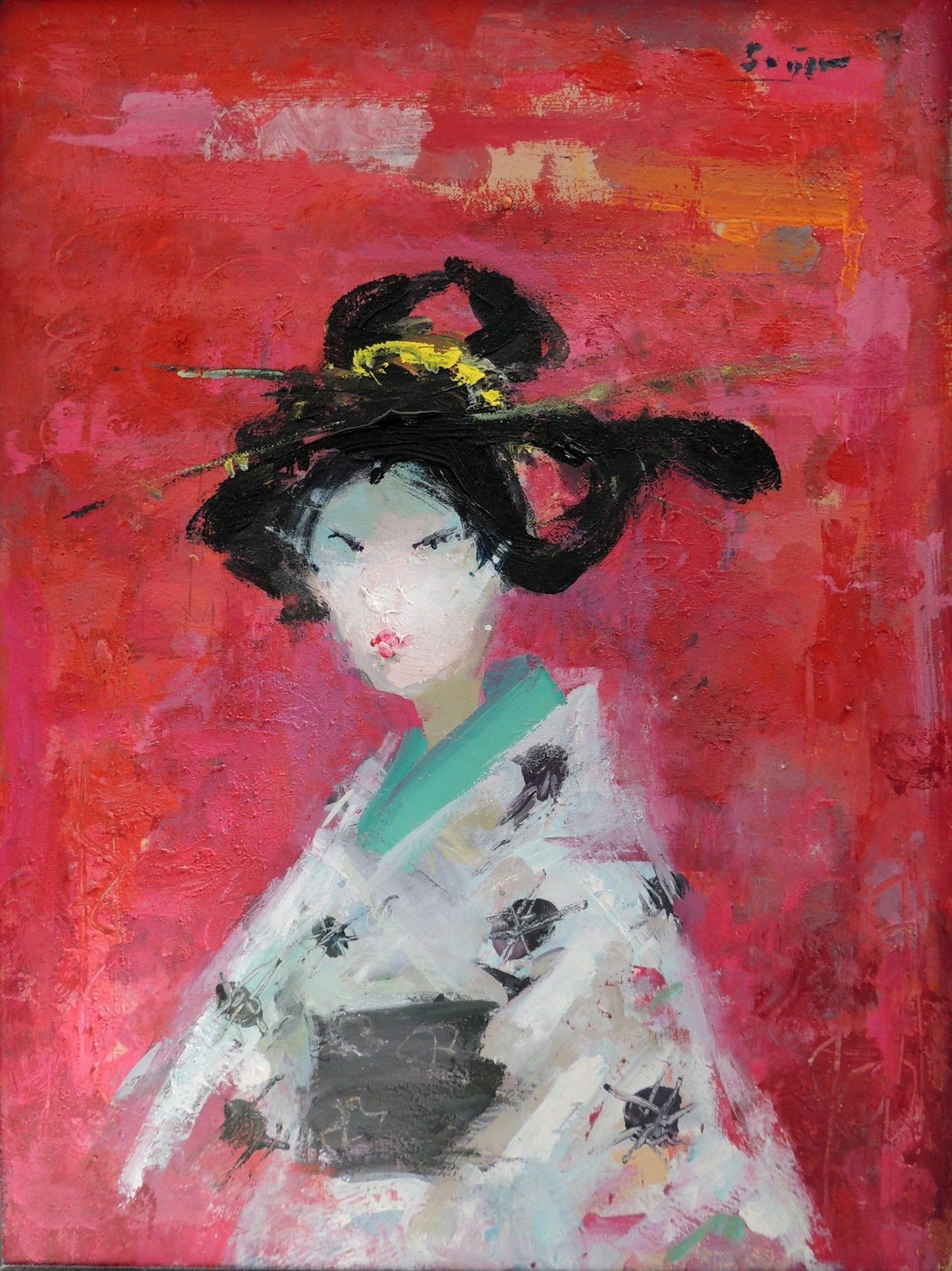 cuadro original de vendor Francesc Suñer - Geisha roja arte contemporáneo en Gaudifond