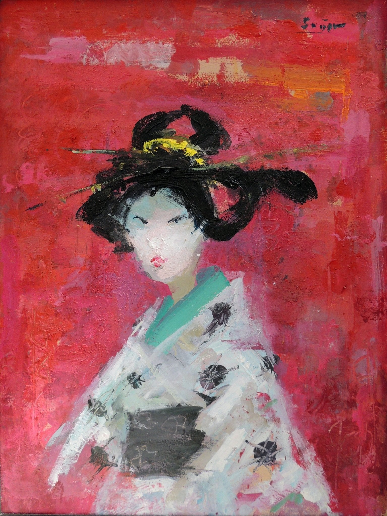 cuadro original de vendor Francesc Suñer - Geisha roja arte contemporáneo en Gaudifond