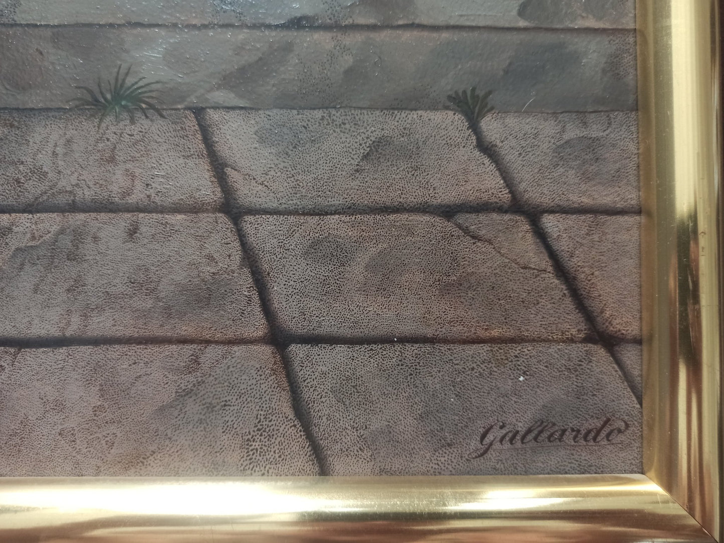 Gervasio Gallardo Esqueleto con ramo de flores pintura surrealista contemporánea detalle firma