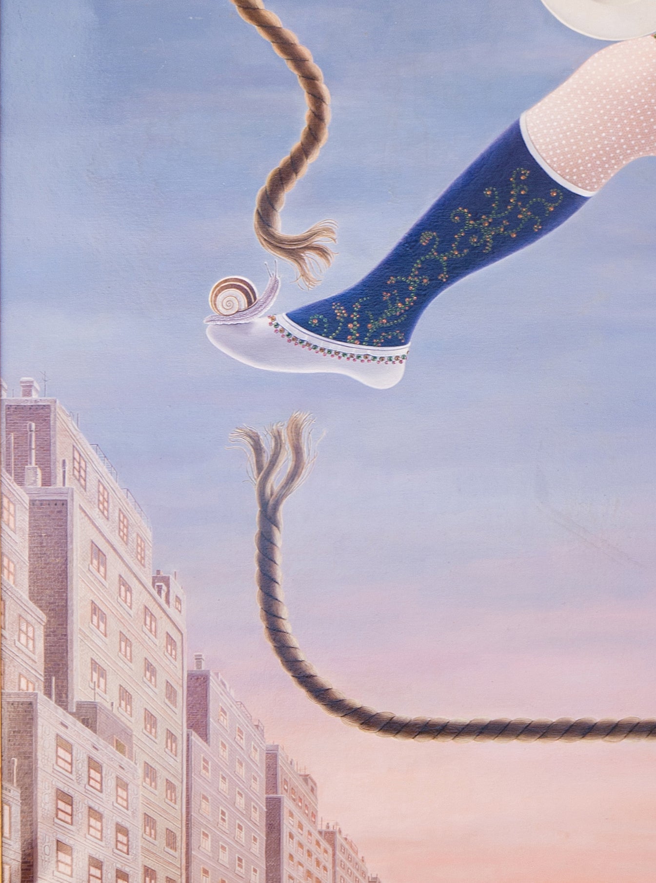 detalle del cuadro Gervasio Gallardo La funámbula obra surrealista mujer equilibrista detalle caracol