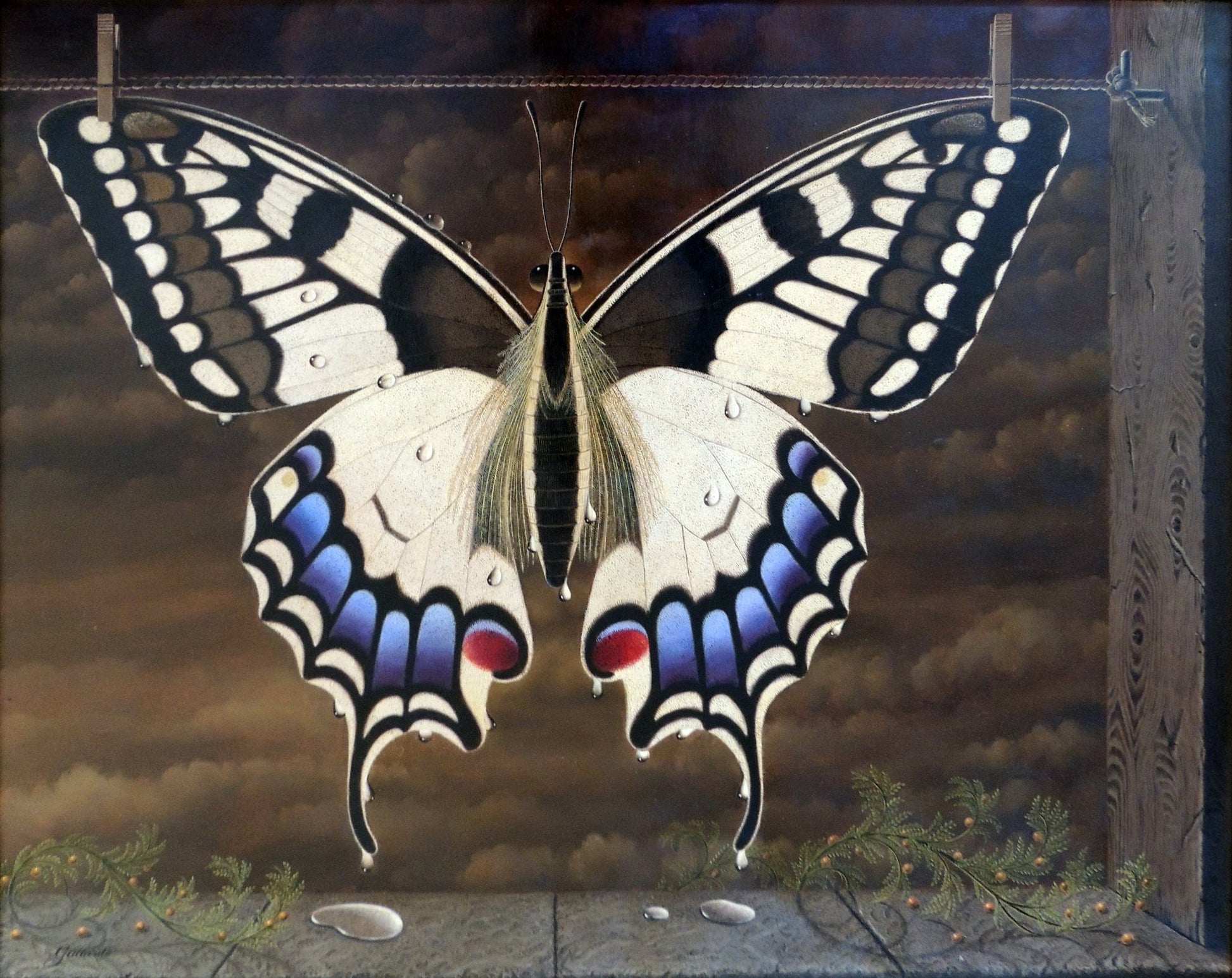 Gervasio Gallardo Luz de tinieblas pintura mariposa hiperrealista surrealista
