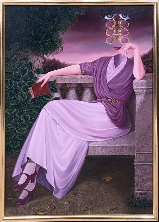 cuadro original de Gervasio Gallardo - Mujer pensativa obra enmarcada