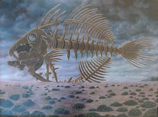 Gervasio Gallardo acrílico sobre lienzo surrealista Pecio Gaudifond