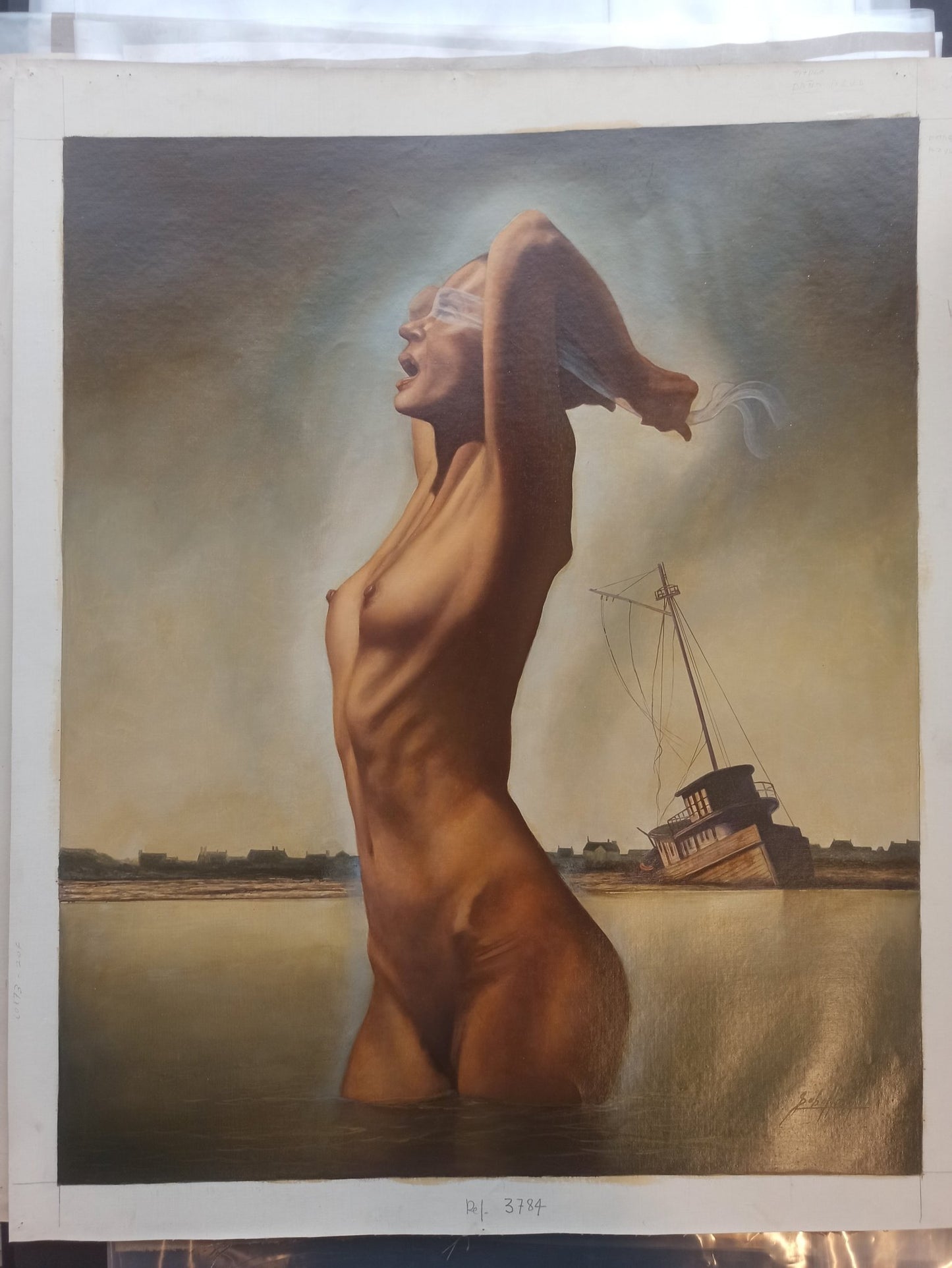 cuadro original de vendor Gregorio Sabillón - Baño azul arte contemporáneo en Gaudifond