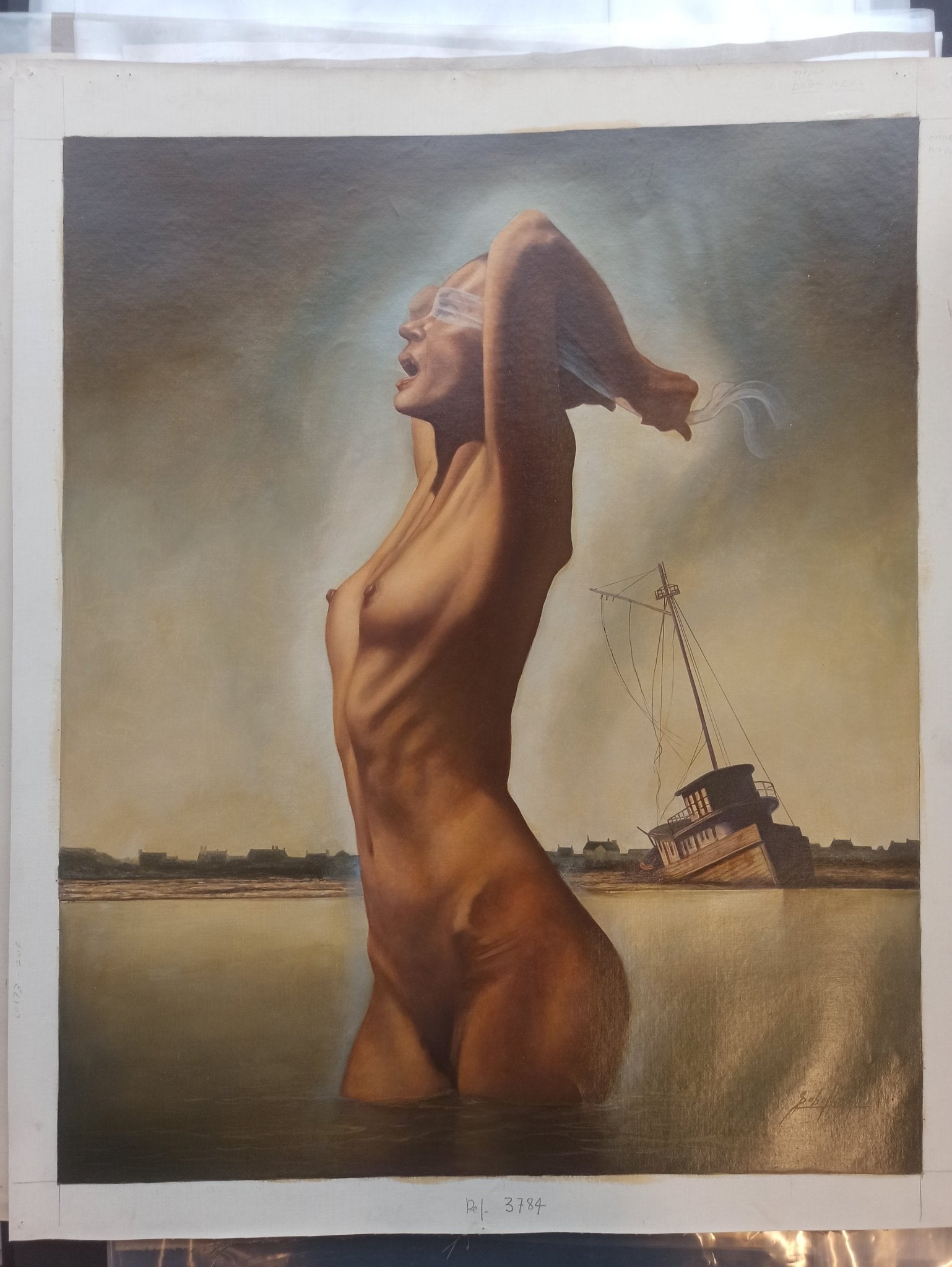 cuadro original de vendor Gregorio Sabillón - Baño azul arte contemporáneo en Gaudifond
