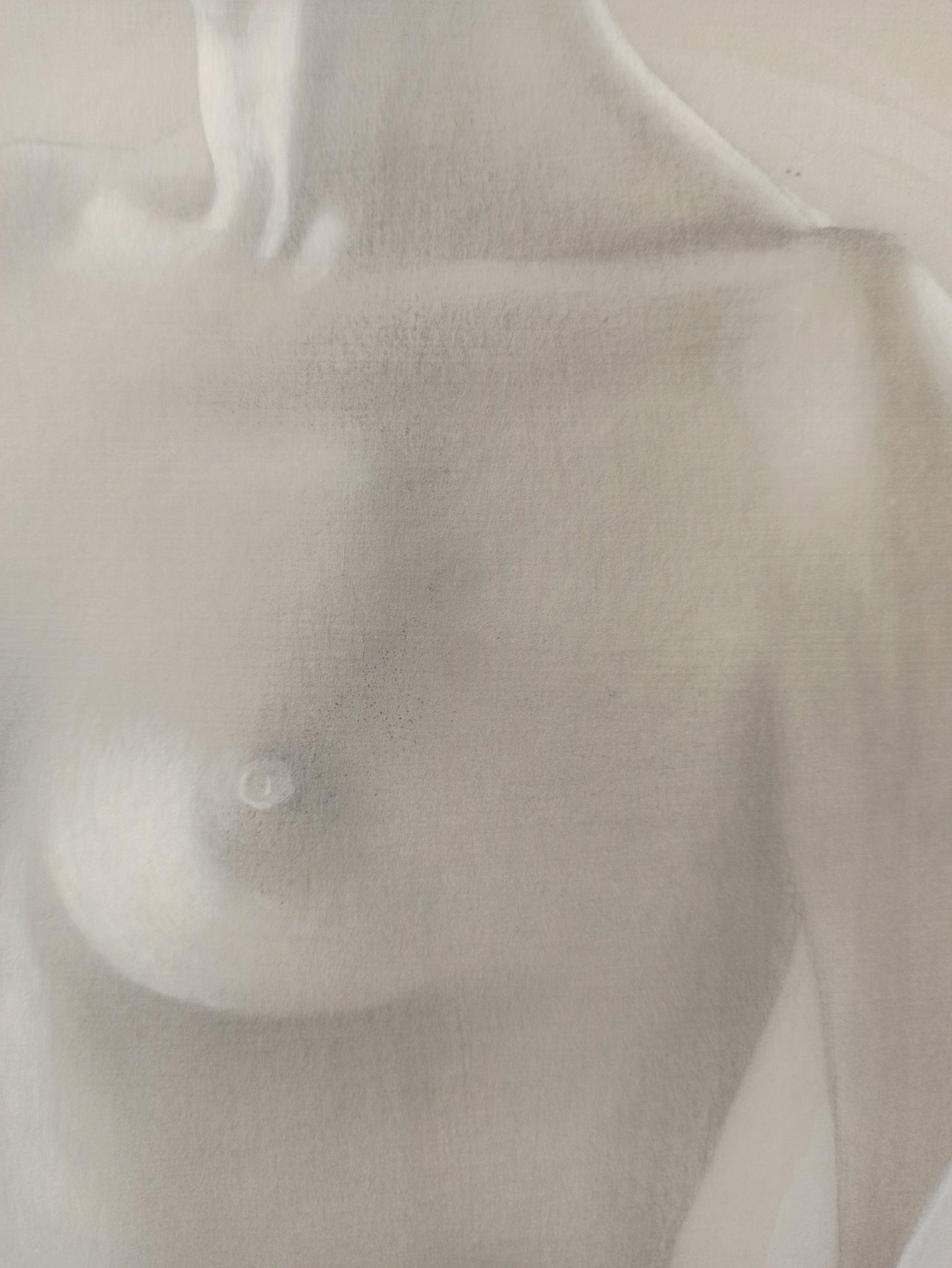 Gregorio Sabillón Desnudo n2 Estudio dibujo grisalla, detalle pecho arte contemporáneo en venta