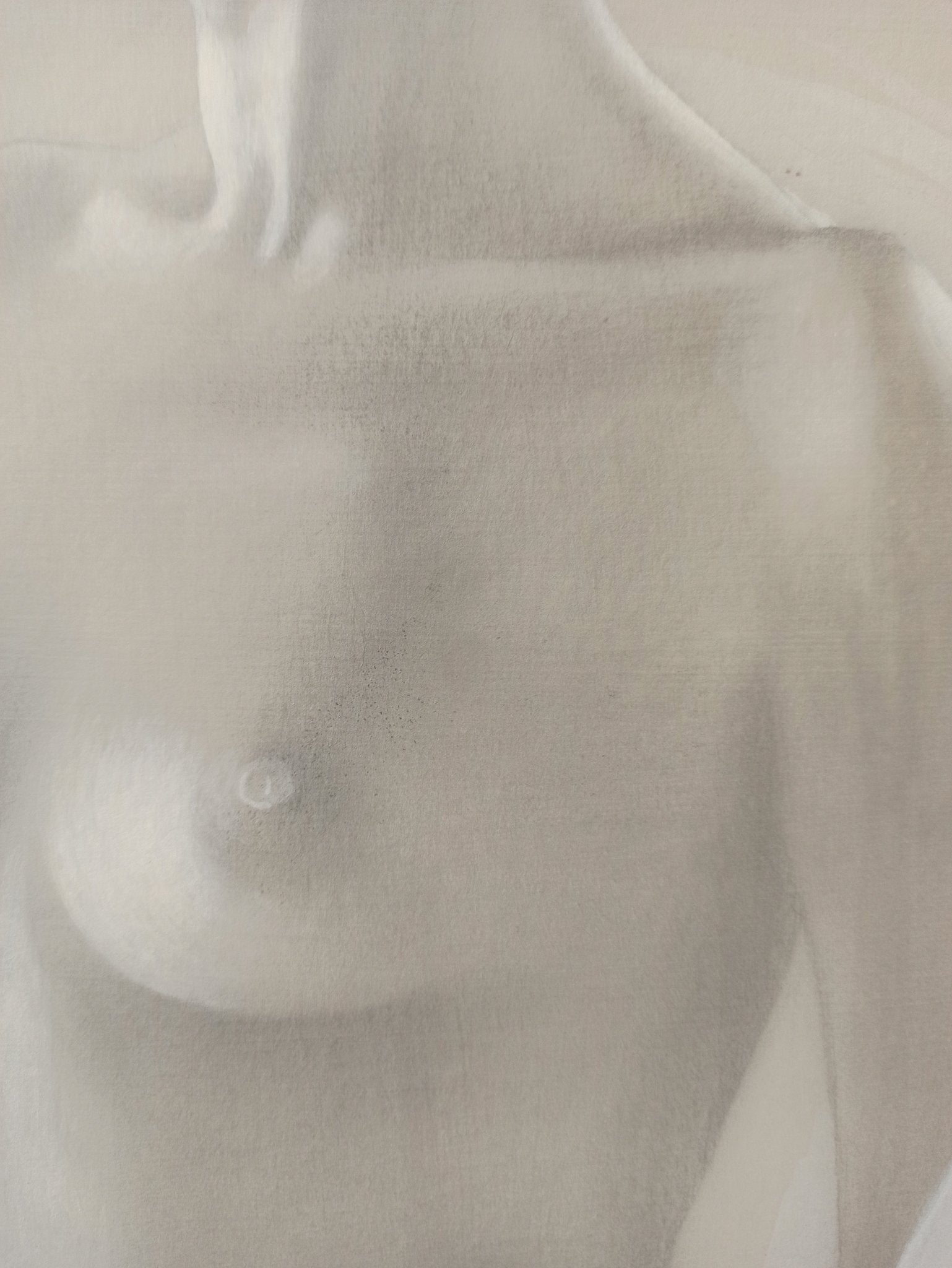 Gregorio Sabillón Desnudo n2 Estudio dibujo grisalla, detalle pecho arte contemporáneo en venta