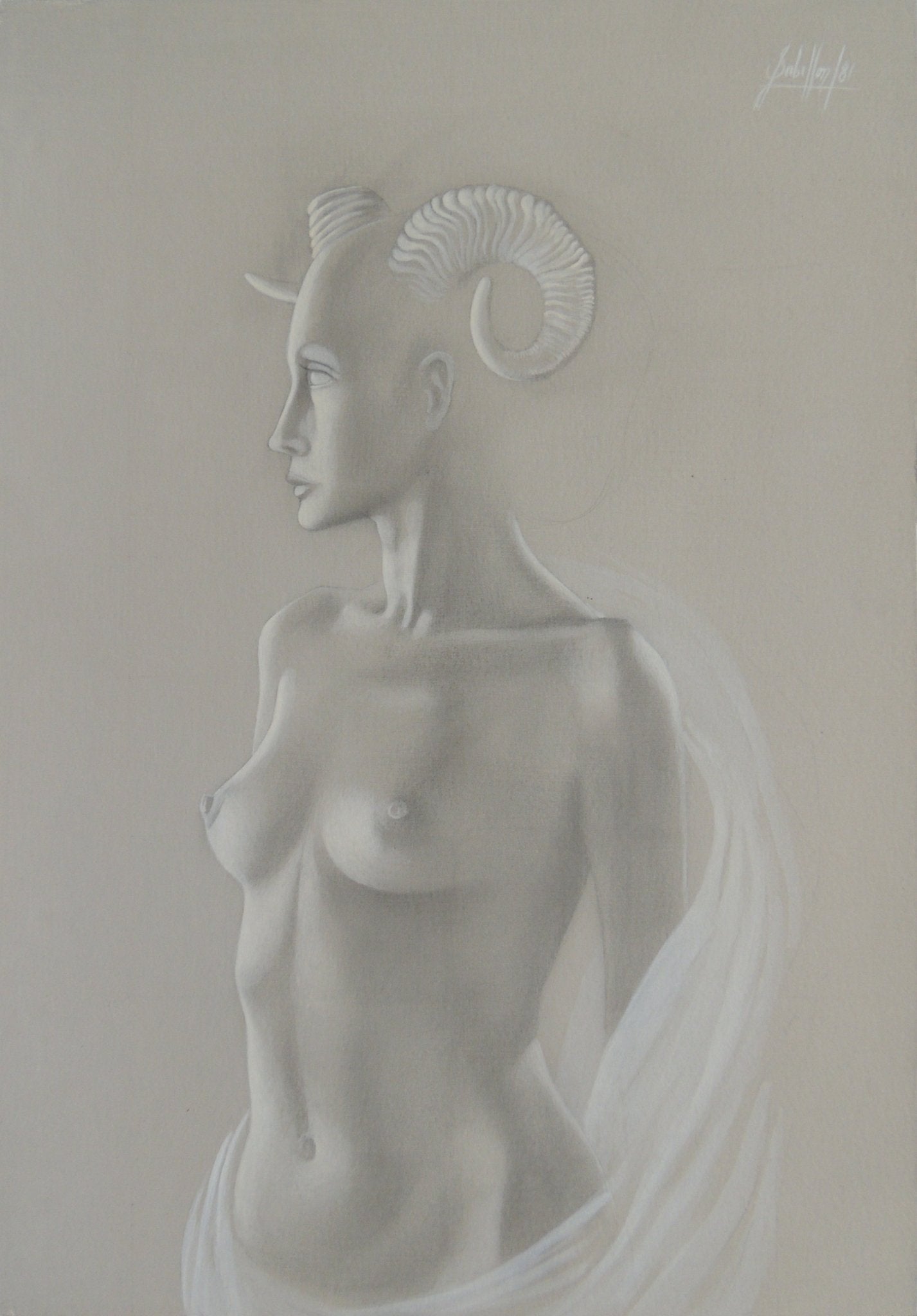 Gregorio Sabillón Desnudo n2 Estudio dibujo torso femenino  arte contemporáneo en venta