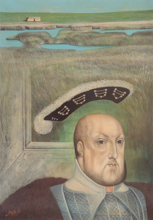 Gregorio Sabillón Enrique VIII óleo en venta retrato surrealista rey histórico arte contemporáneo simbolismo pintura original disponible