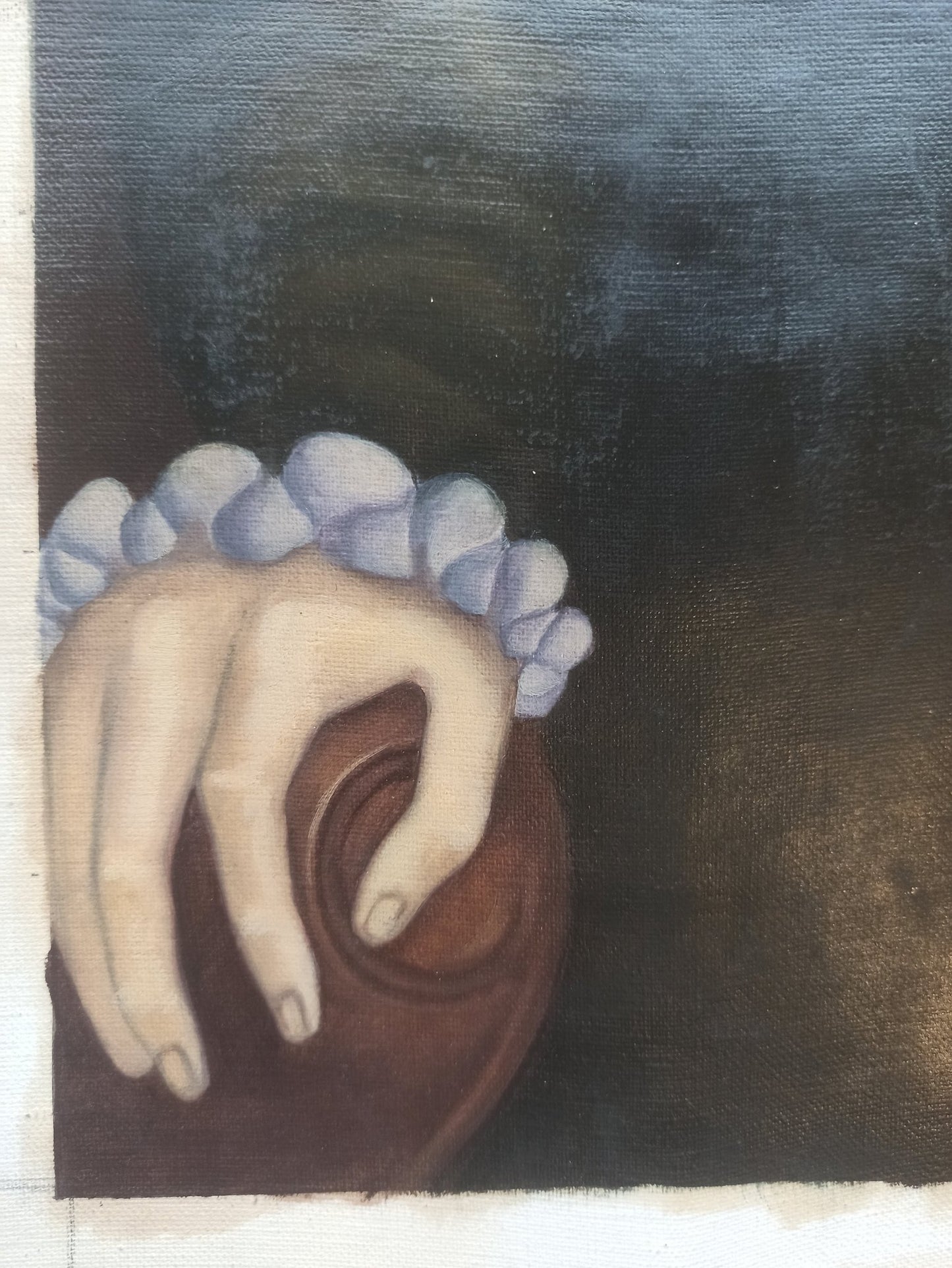 Gregorio Sabillón Felipe II óleo en venta retrato renacentista contemporáneo simbolismo surrealista detalle