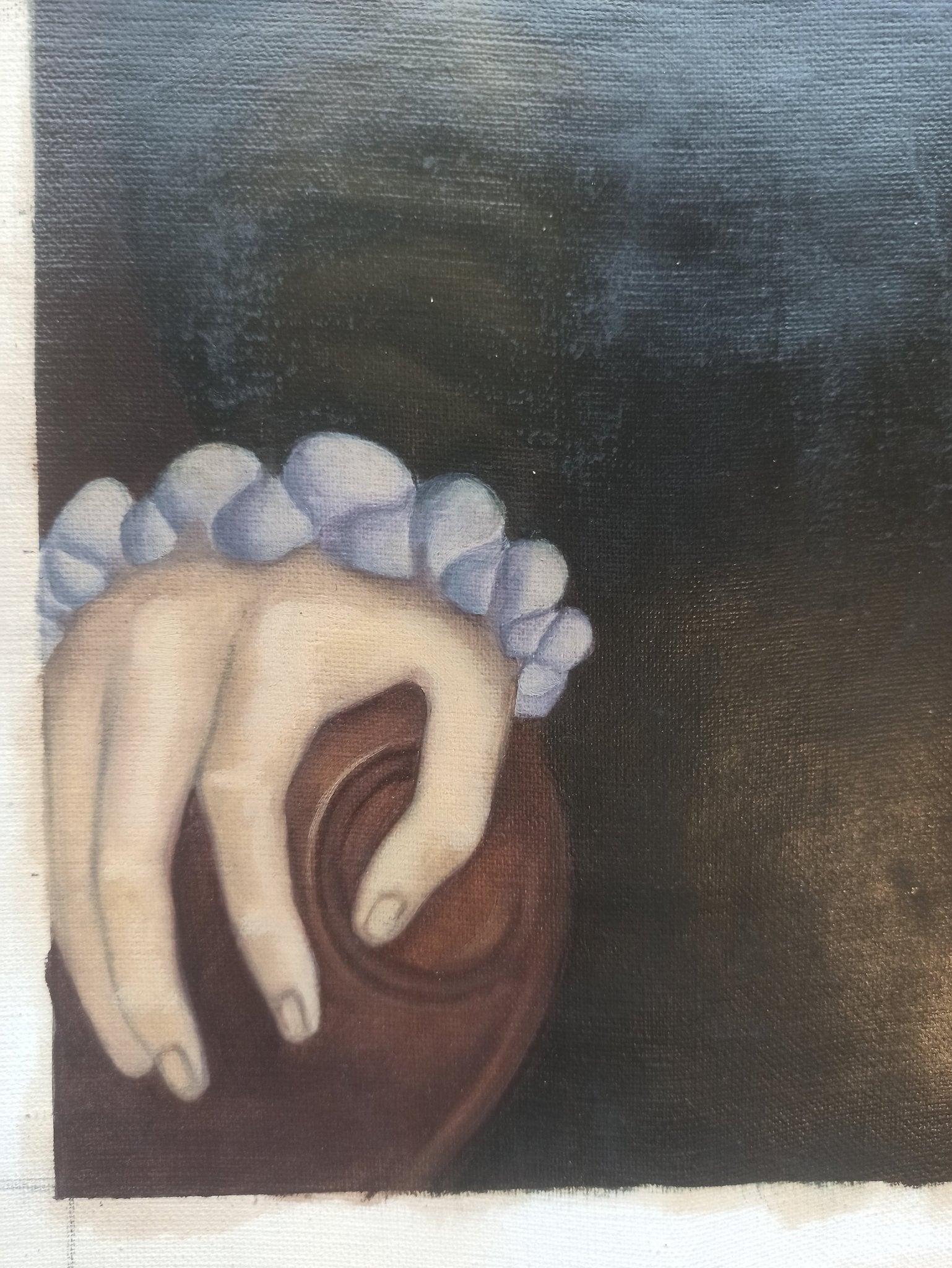 Gregorio Sabillón Felipe II óleo en venta retrato renacentista contemporáneo simbolismo surrealista detalle