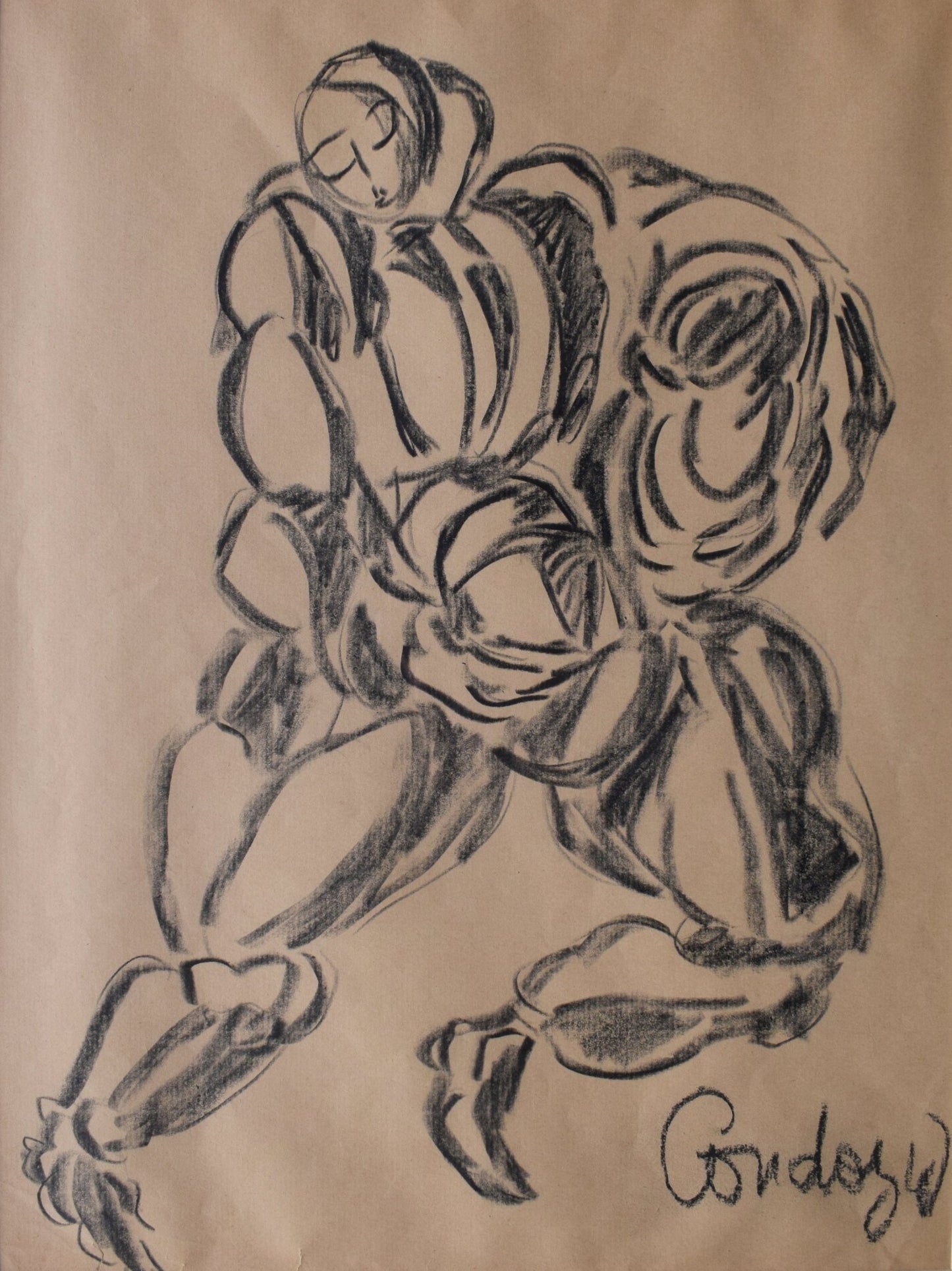 Dibujo original de Honorio García Condoy - Figura II , Dibujo expresionista figura humana Condoy