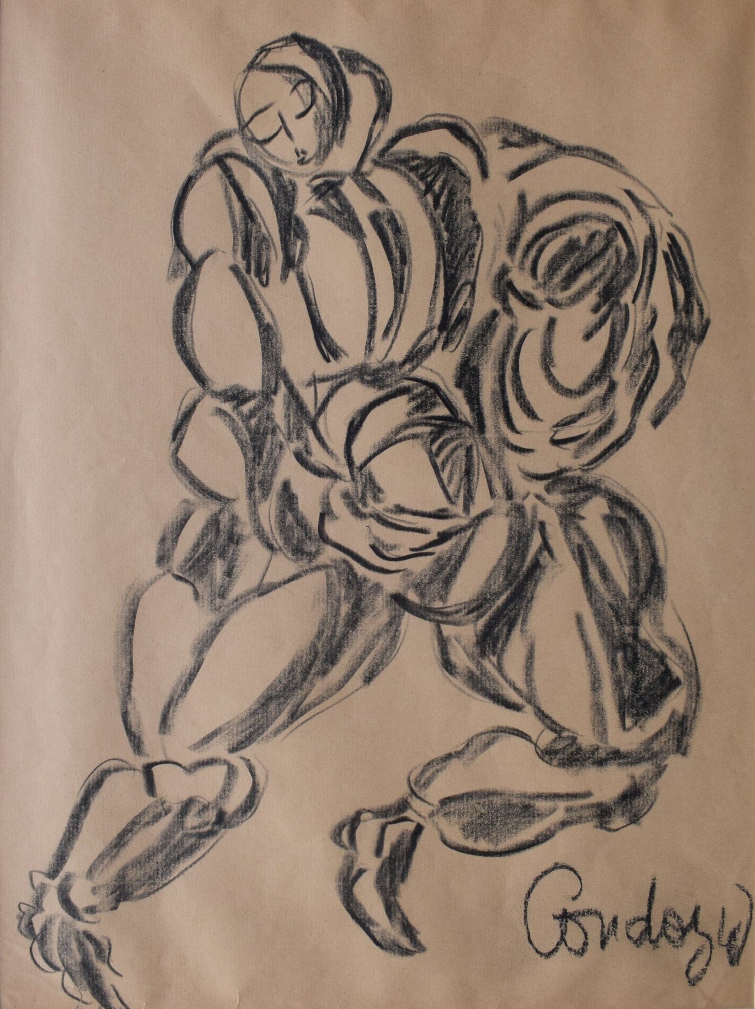 Dibujo original de Honorio García Condoy - Figura II , Dibujo expresionista figura humana Condoy