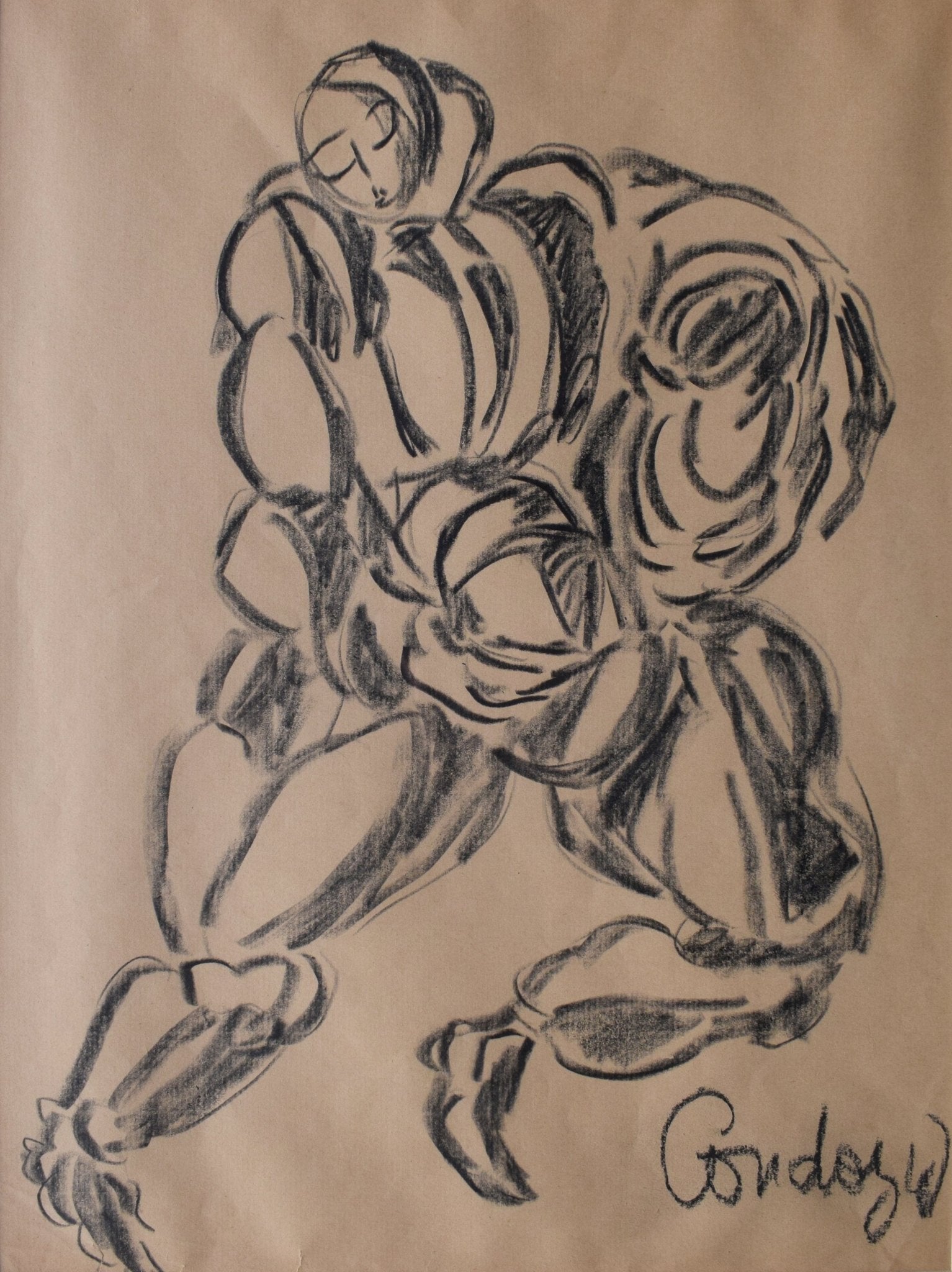 Dibujo original de Honorio García Condoy - Figura II , Dibujo expresionista figura humana Condoy