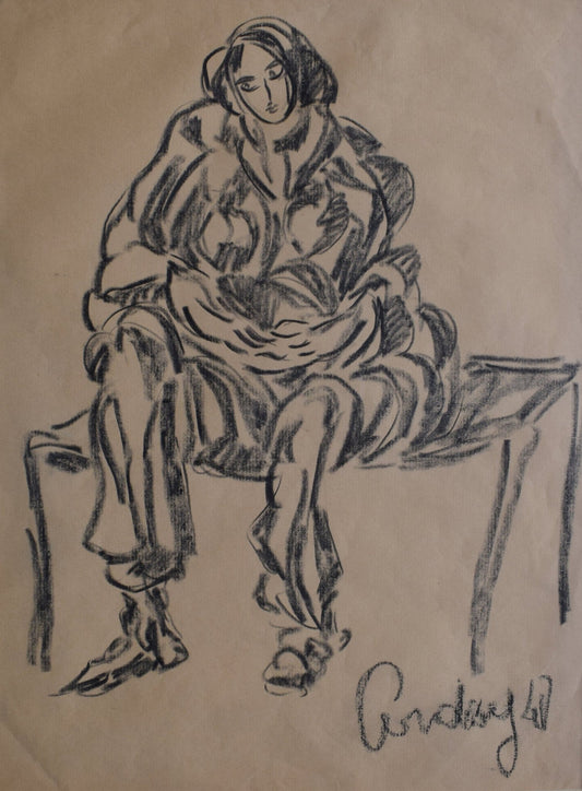 Honorio García Condoy Figura III dibujo original. Figura humana dibujo moderno español