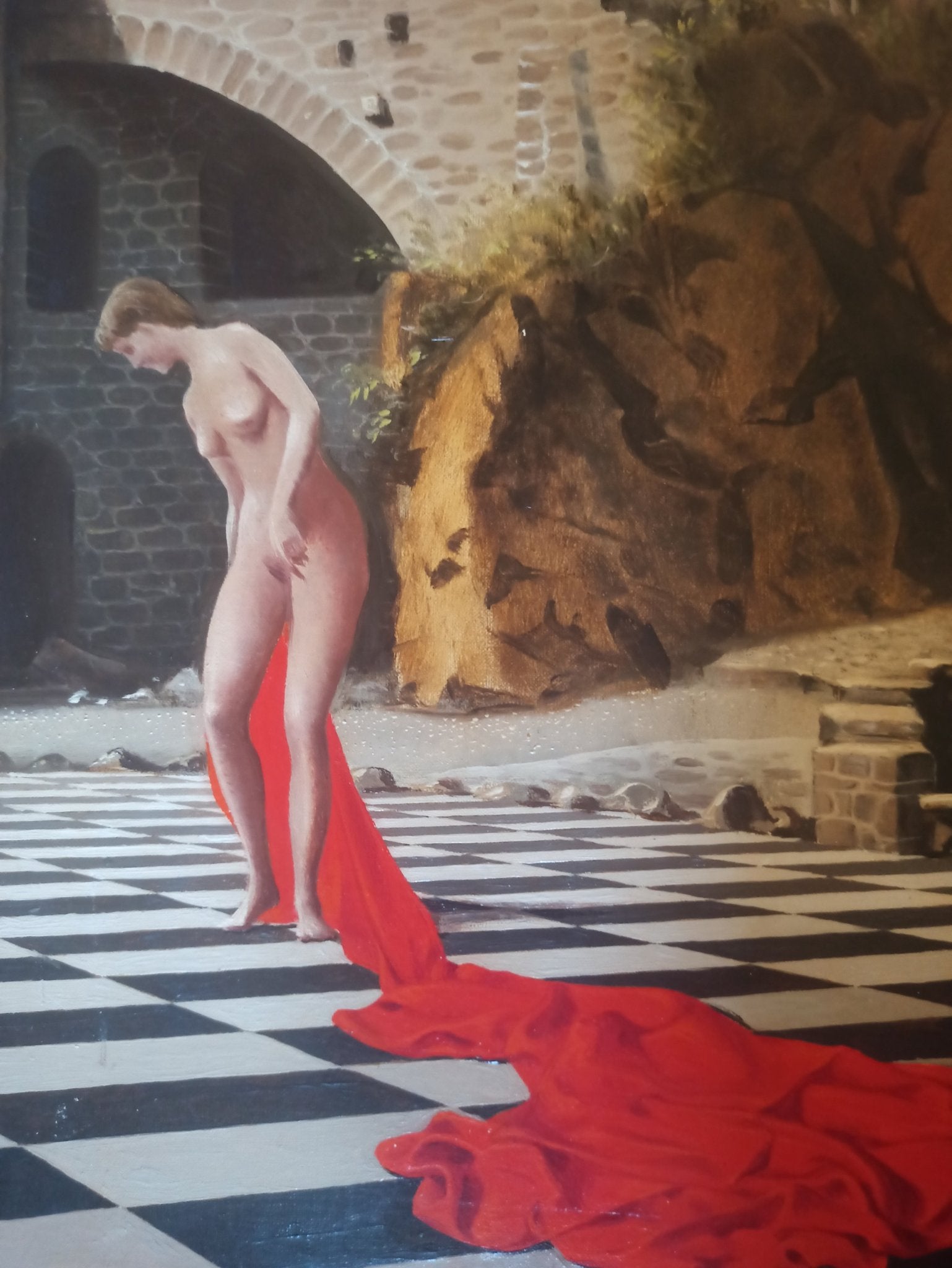 cuadro original de vendor Jan Van Der Loo - La tunique rouge arte contemporáneo en Gaudifond