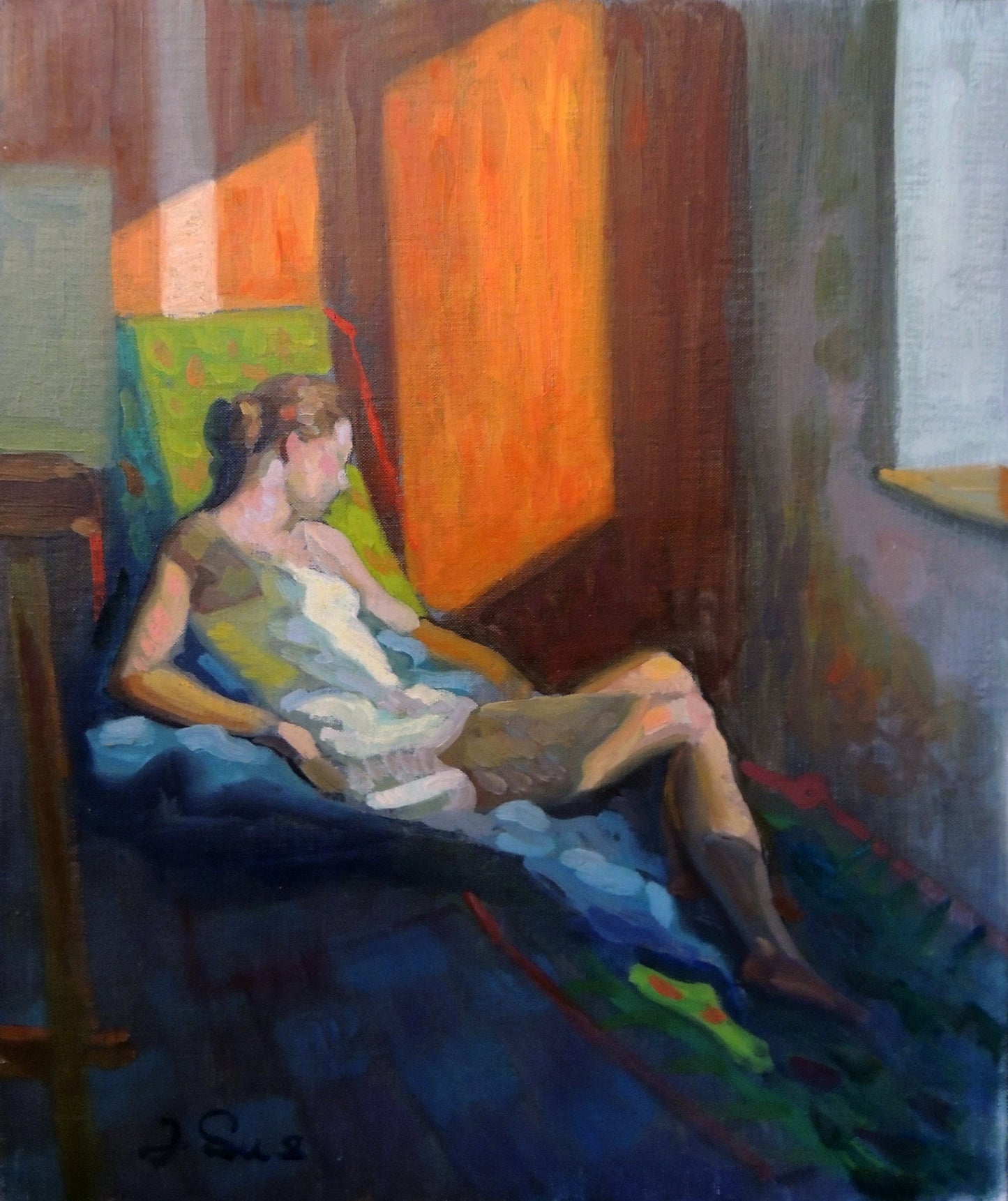 cuadro original de vendor Jesús Sus - Tomando el sol en el estudio arte contemporáneo en Gaudifond