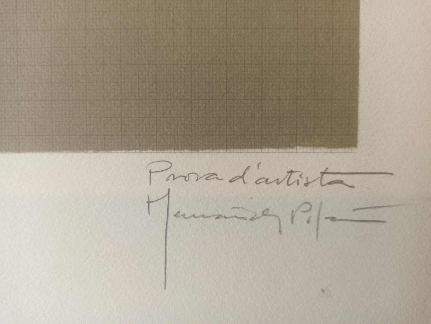 Litografía de Joan Hernández Pijuán, Cuart de Poma, obra gráfica original, detalle firma