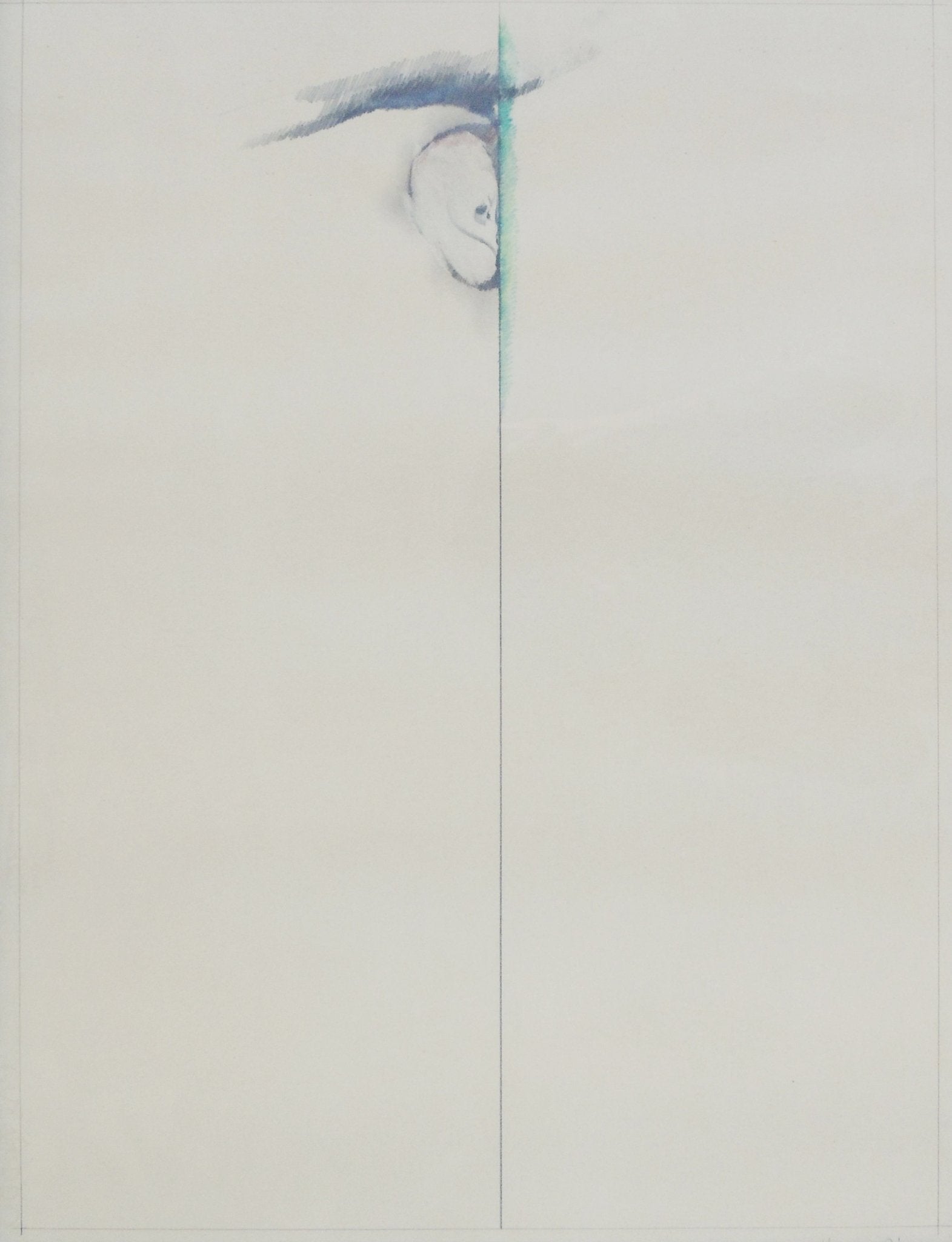 Dibujo a carboncillo sobre papel de Joan Hernández Pijuán, “Manzana partida”, composición minimalista de etapa inicial que combina gesto, forma y sensibilidad del arte contemporáneo español.