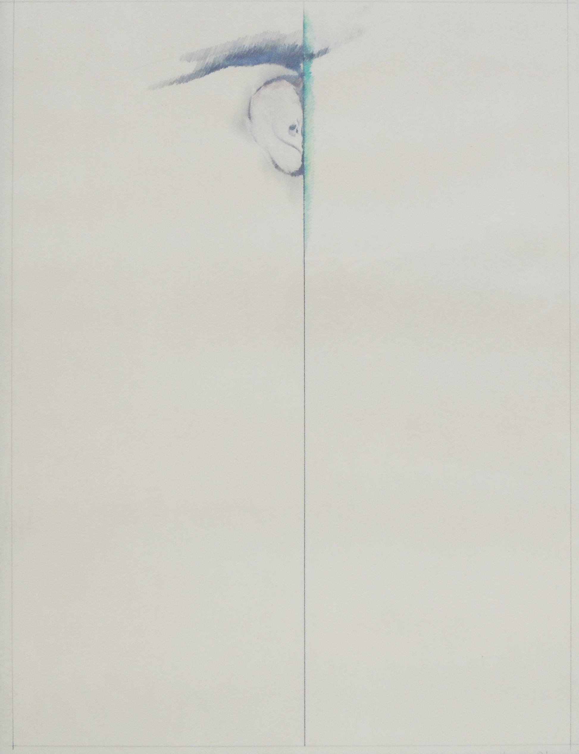 Dibujo a carboncillo sobre papel de Joan Hernández Pijuán, “Manzana partida”, composición minimalista de etapa inicial que combina gesto, forma y sensibilidad del arte contemporáneo español.