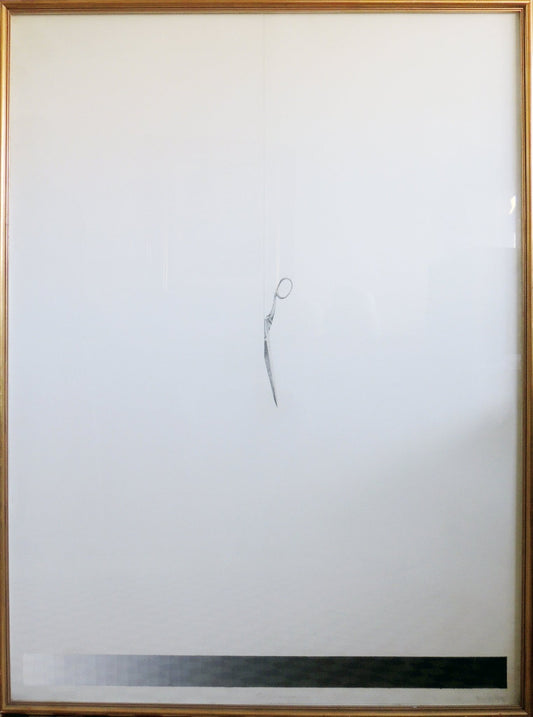Óleo sobre lienzo de Joan Hernández Pijuán, “Tall sobre blanc” (1970), composición minimalista que explora espacio, línea y materia con lenguaje poético y esencial.