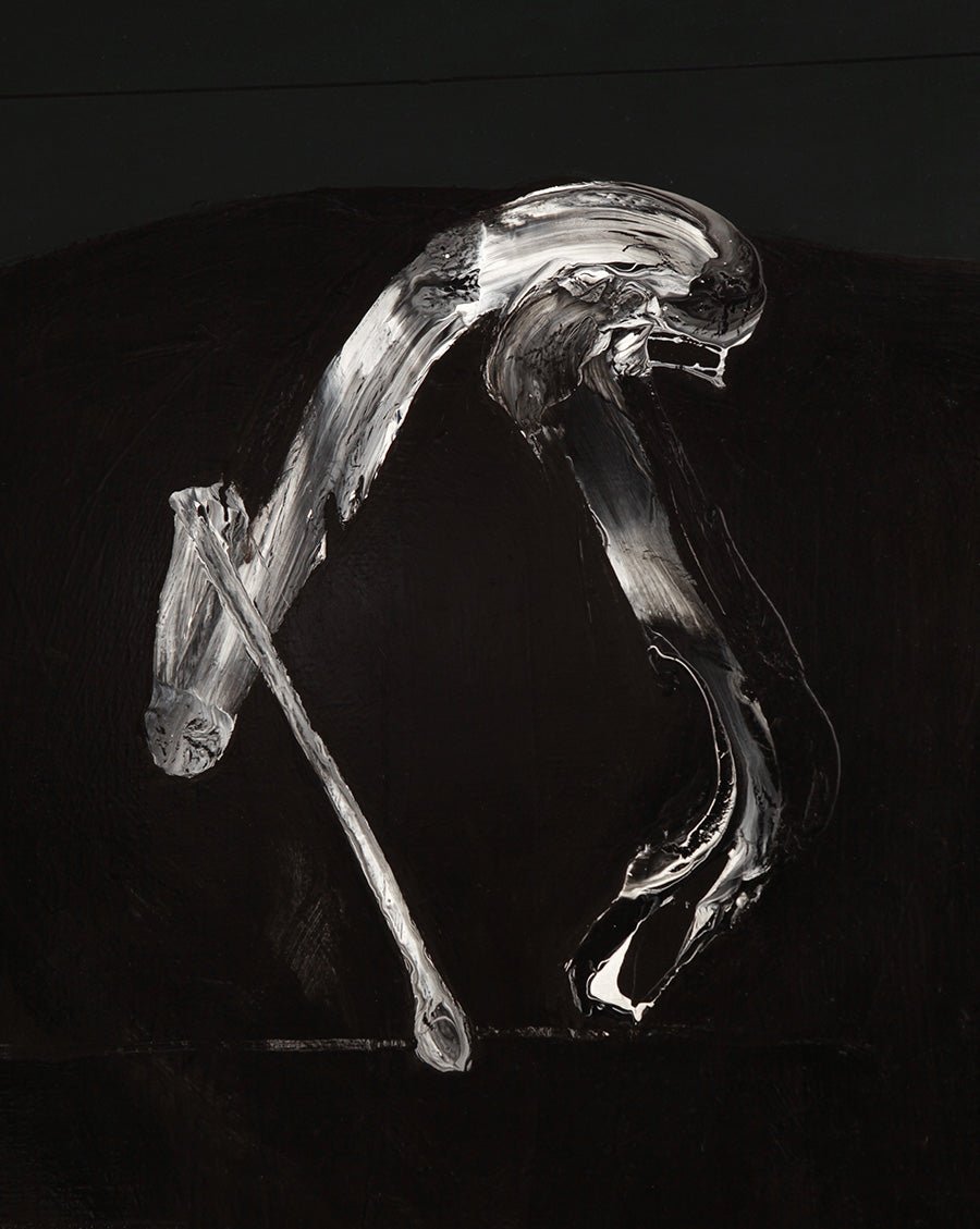 Óleo sobre lienzo de Joan Hernández Pijuán, “Vitrina azul” (1965), detalle abstracto